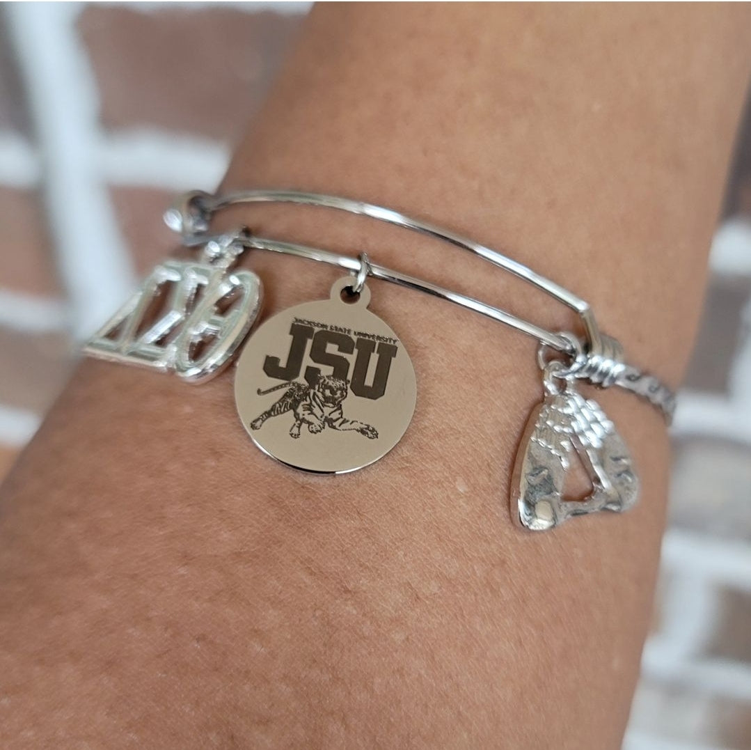 Jackson State University - JSU Delta Expandable Sorority Bracelet Available In Gold and Silver