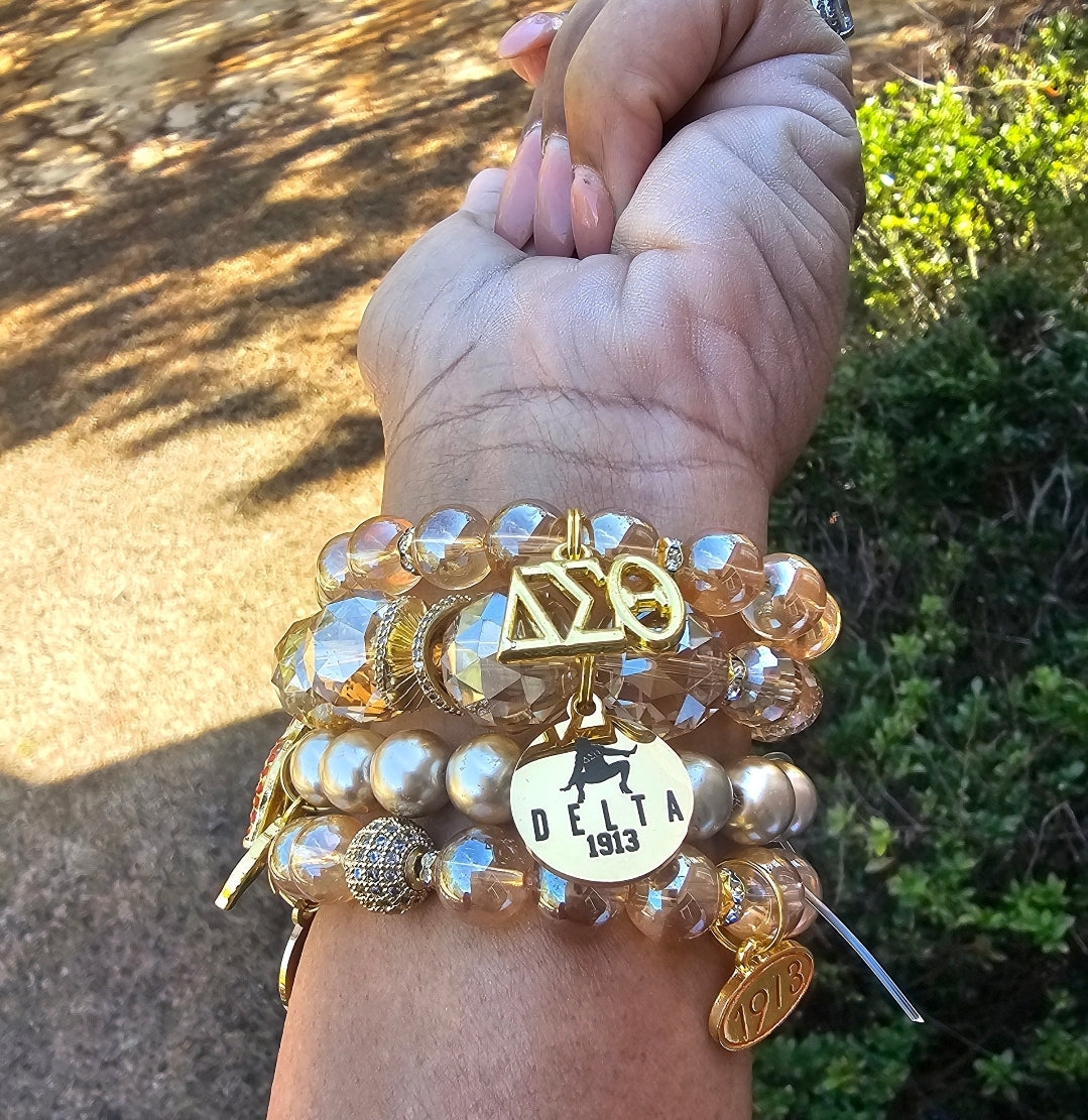 Delta Sigma Theta Gold Stack Bracelet Custom Fit Set (please message with line number if would like added to design)