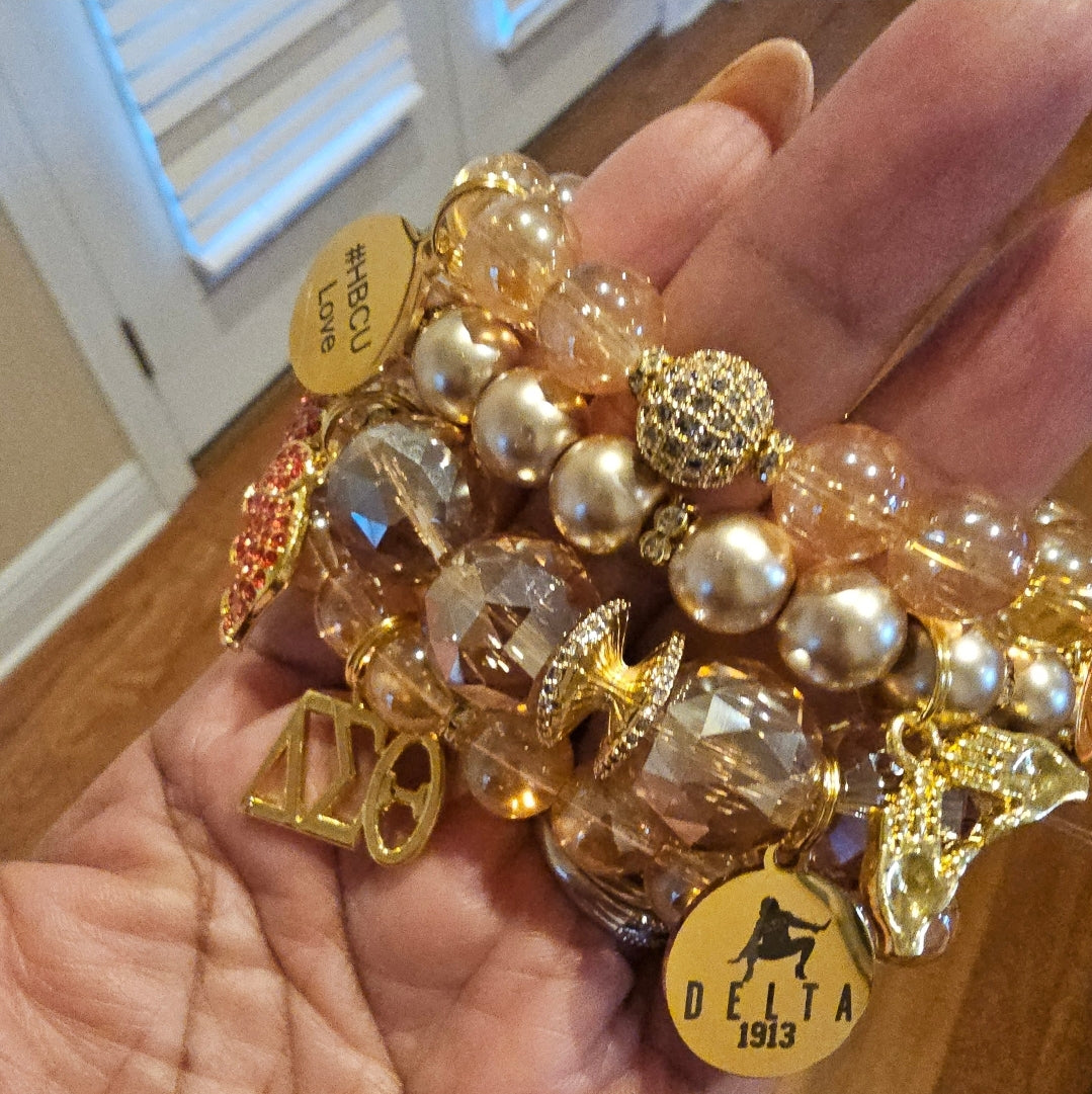 Delta Sigma Theta Gold Stack Bracelet Custom Fit Set (please message with line number if would like added to design)