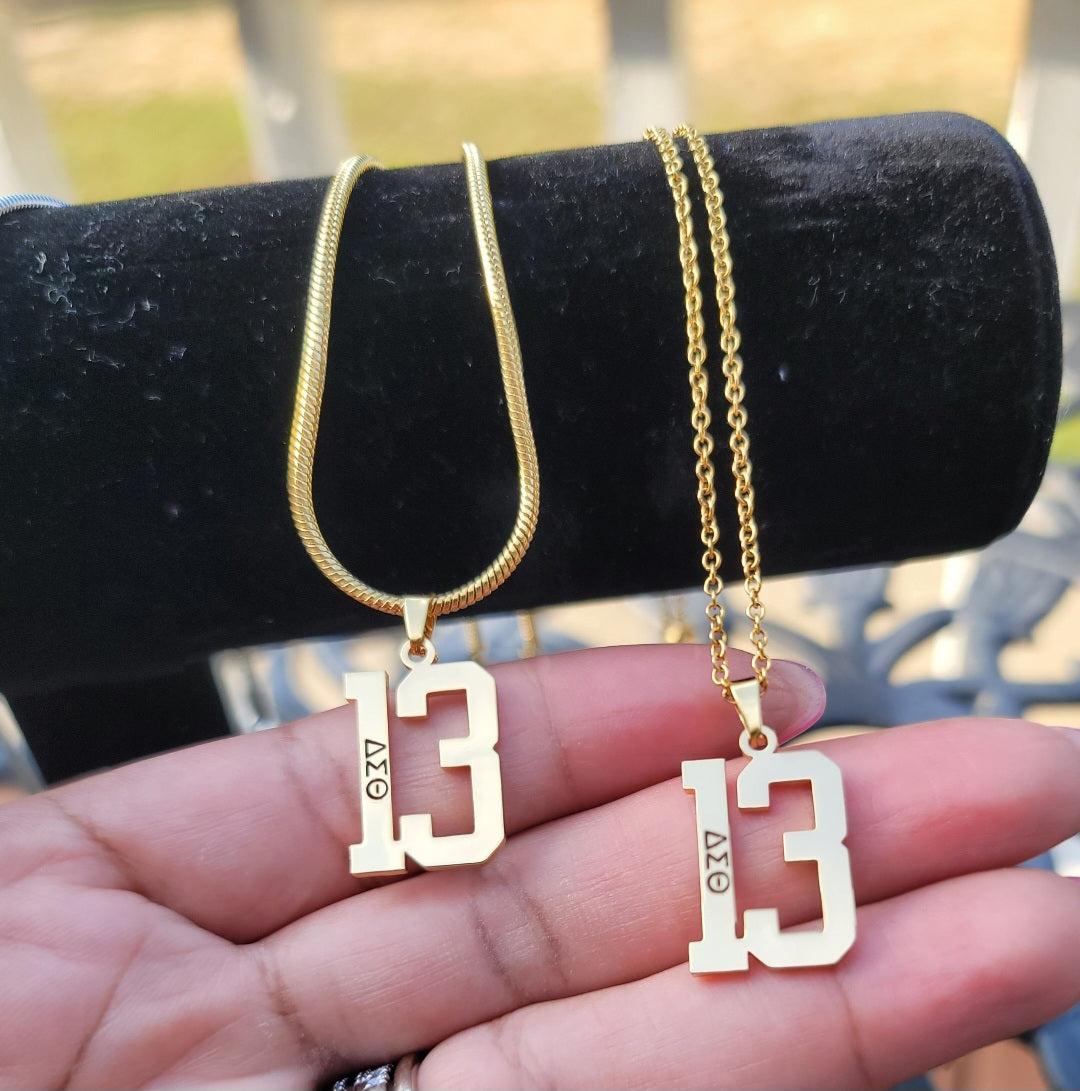 Delta Sigma Theta Greek Letter 1913 Sorority Necklace Available in Silver and Gold