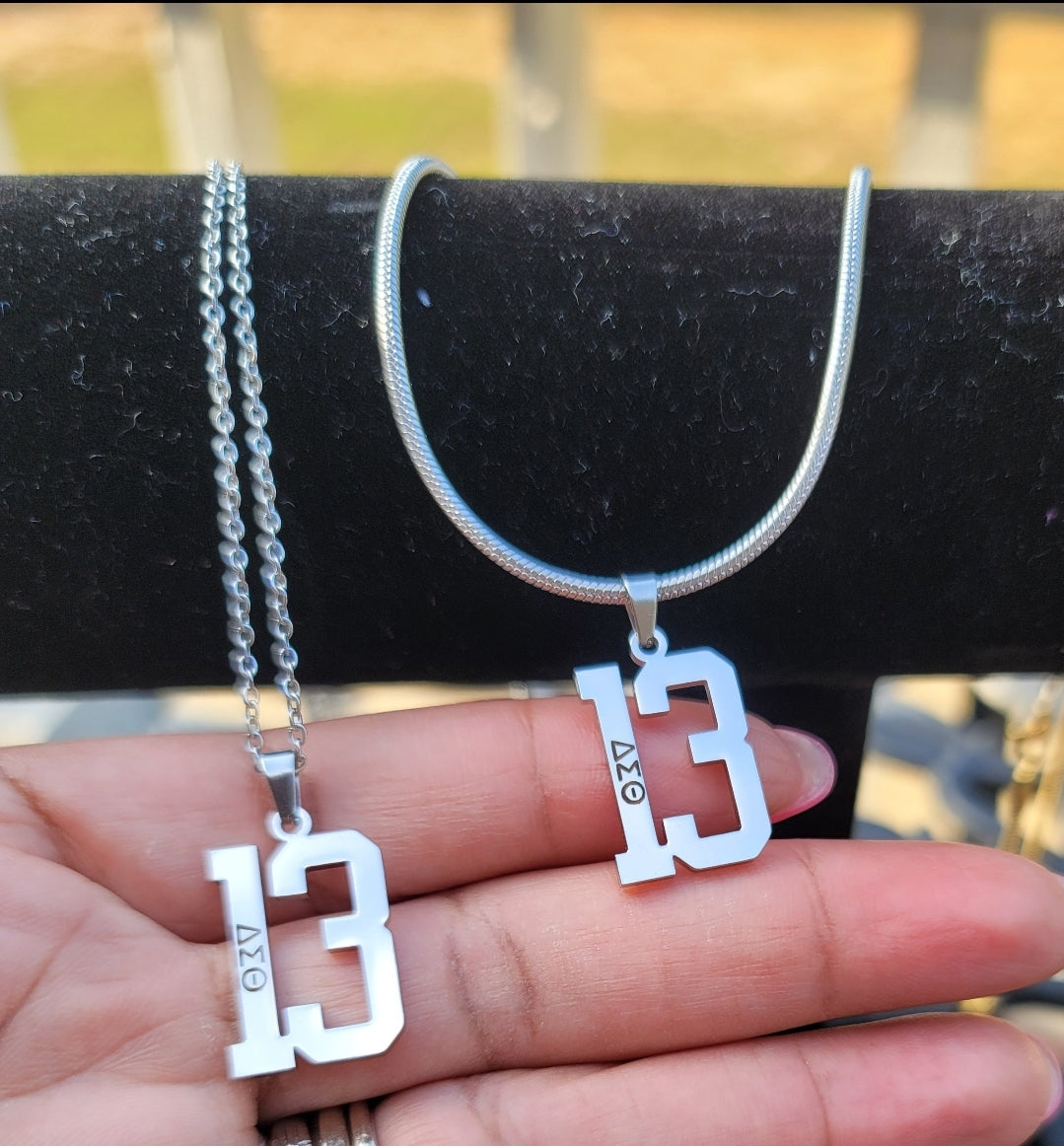 Delta Sigma Theta Greek Letter 1913 Sorority Necklace Available in Silver and Gold