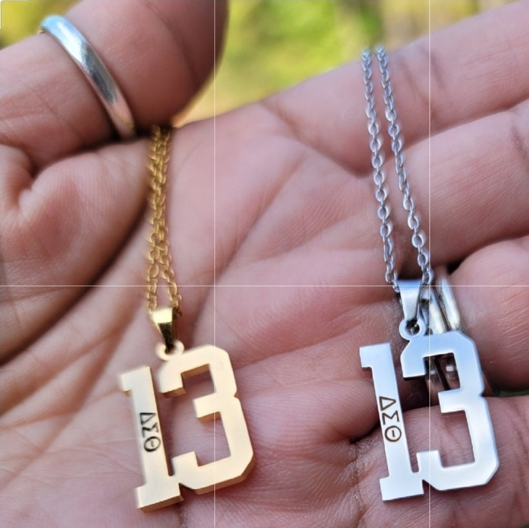 Delta Sigma Theta Greek Letter 1913 Sorority Necklace Available in Silver and Gold