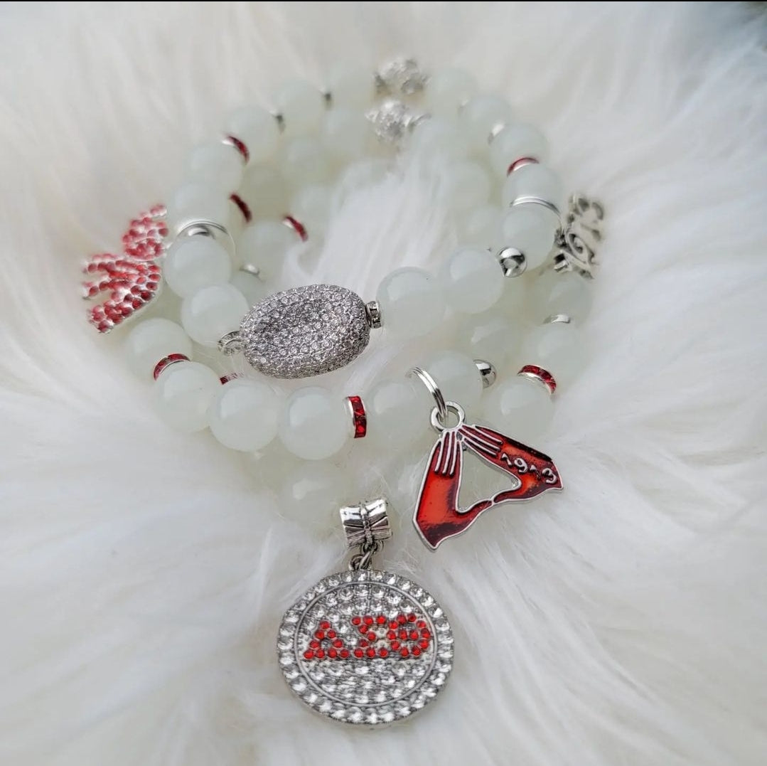 Custom Crimsom & Cream Sorority Bracelet
