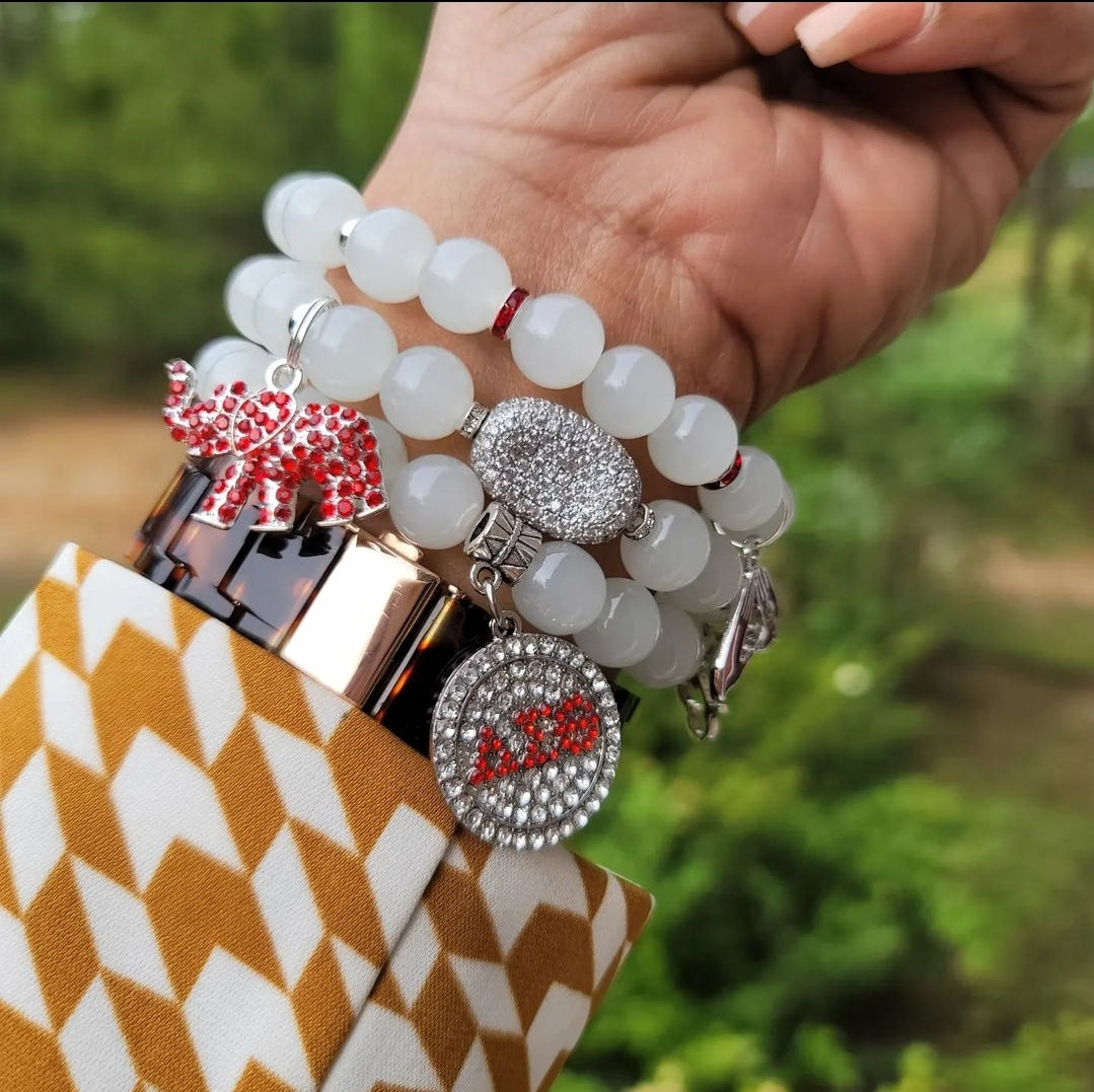 Custom Crimsom & Cream Sorority Bracelet