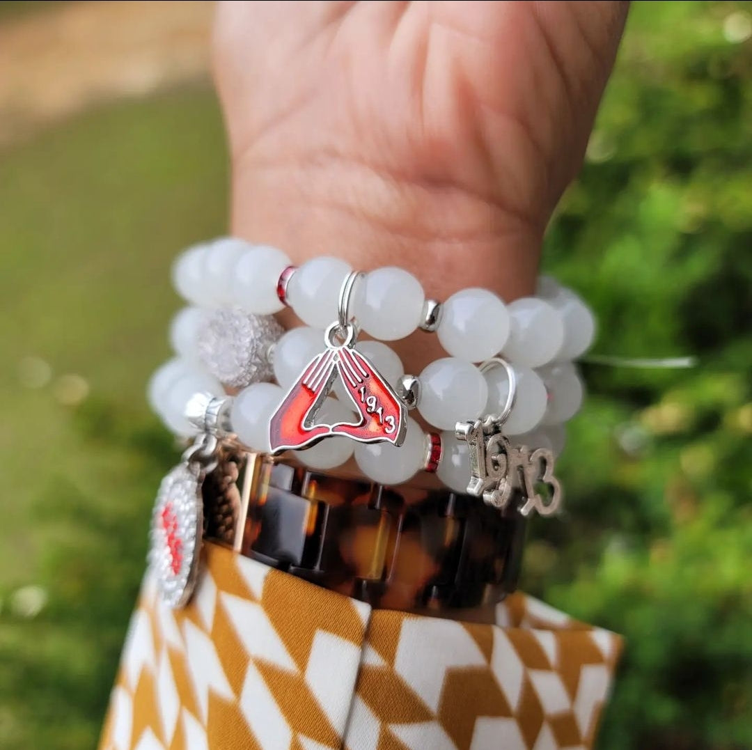 Custom Crimsom & Cream Sorority Bracelet