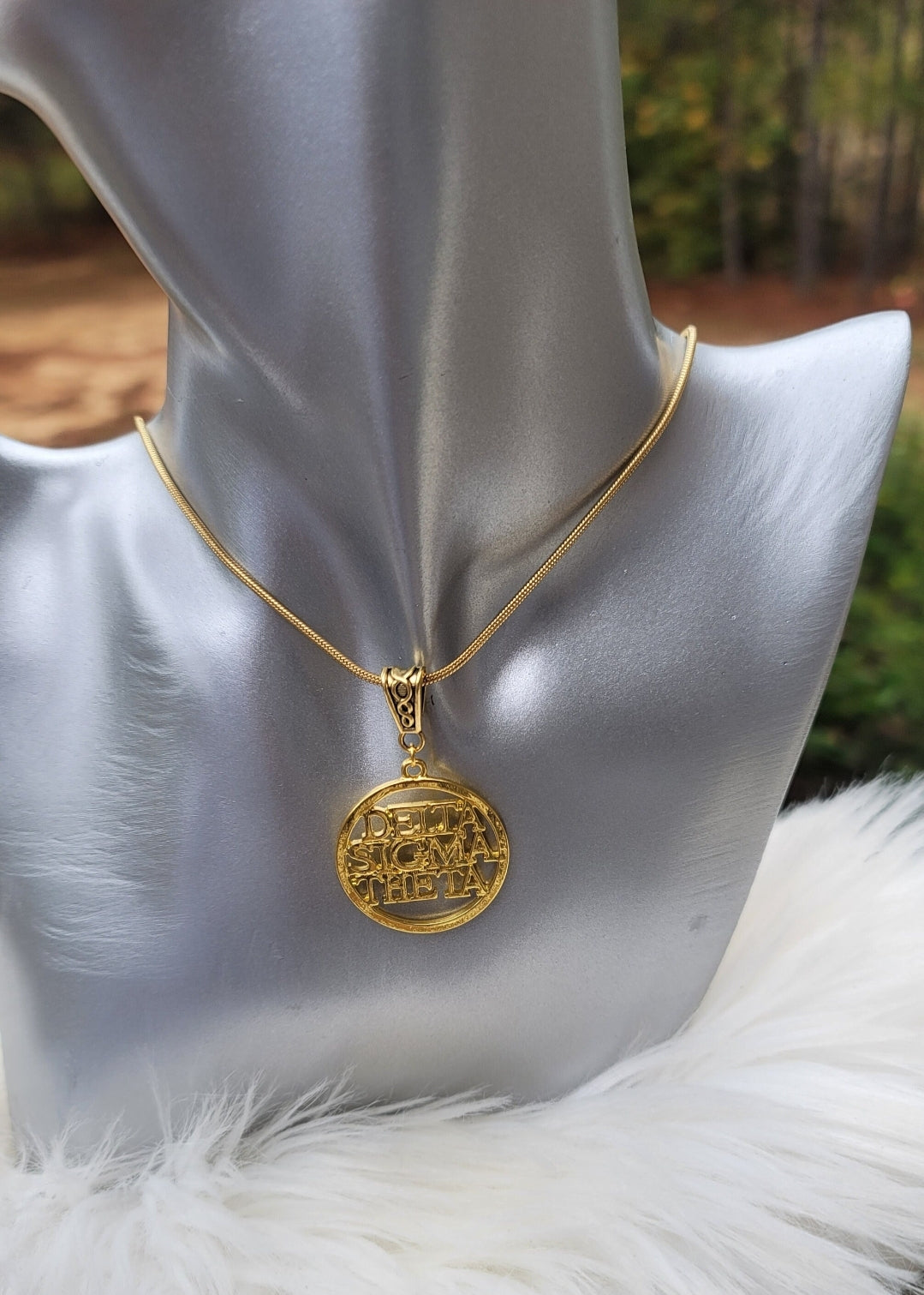 Delta Sigma Theta Sorority Necklace Available in Silver