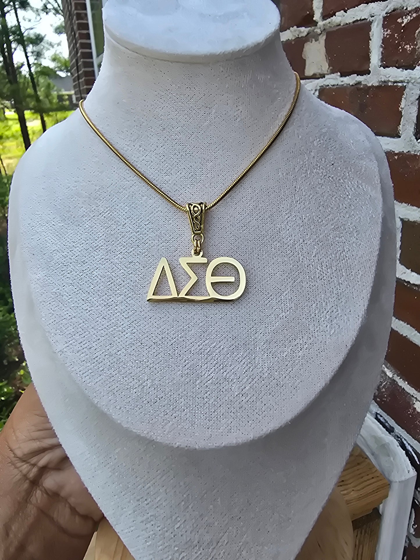 Delta Sigma Theta (Large Font) Greek Letter Sorority Necklace Available in Silver and Gold