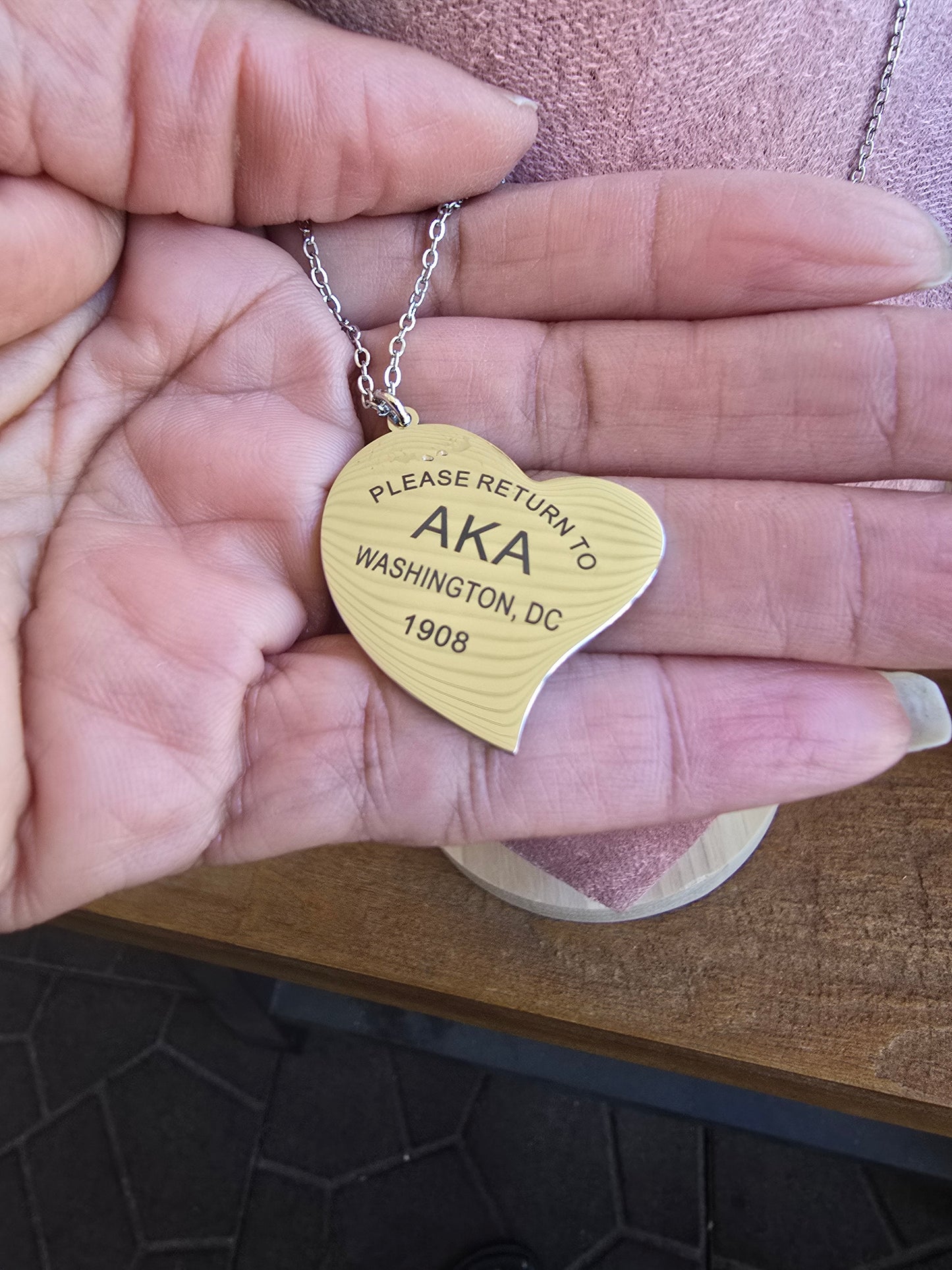 Tiff Inspired Large Charm Sorority Necklace - 1908 Necklace - AKA Sorority Jewelry