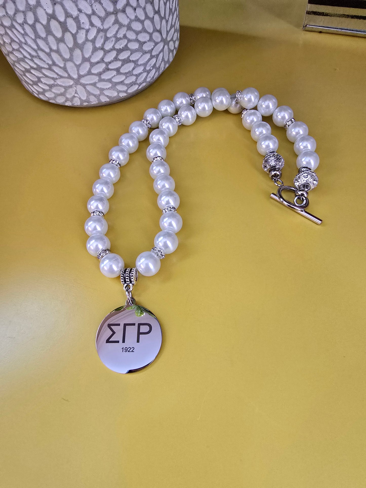 Sigma Gamma Rho Pearl Sorority Necklaces Available in Silver