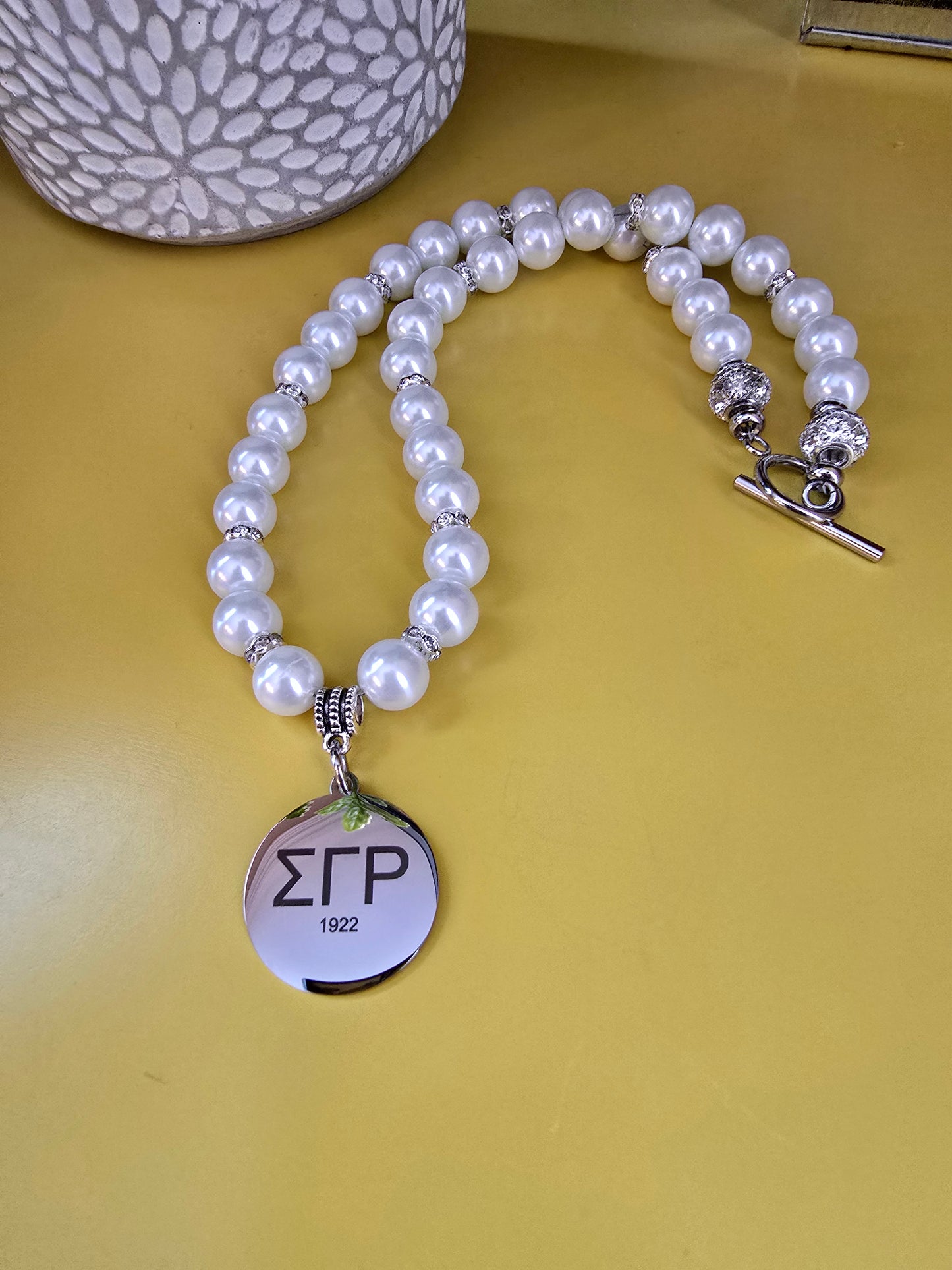 Sigma Gamma Rho Pearl Sorority Necklaces Available in Silver