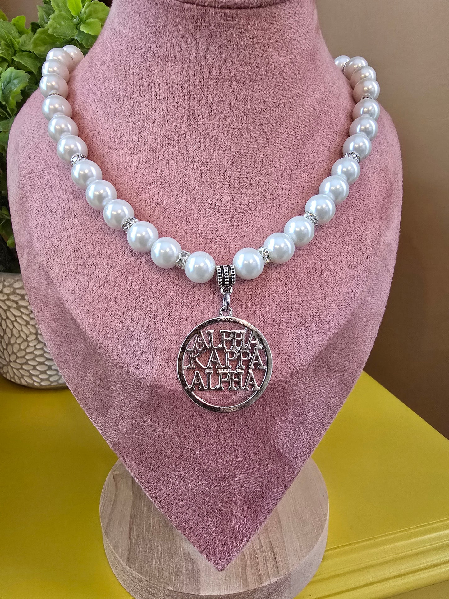 Alpha Kappa Alpha Pearl Sorority Necklaces Available in Silver