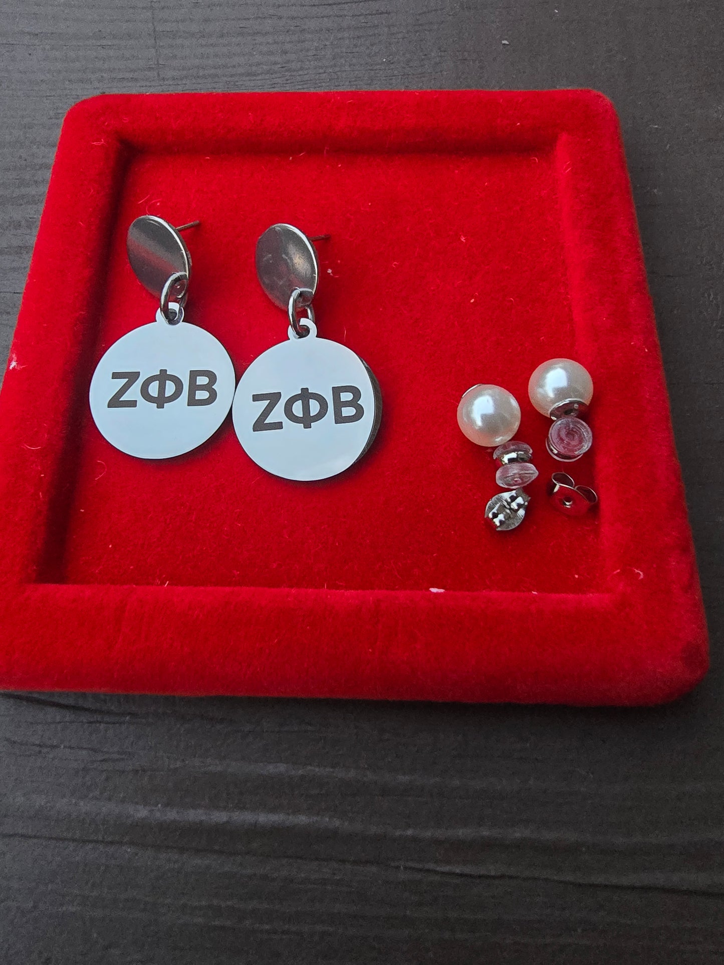 Zeta Phi Beta Dangling Earrings - Z Phi B Earrings - Zeta Phi Beta earrings - Sorority Jewelry - Jewelry - FREE SHIPPING