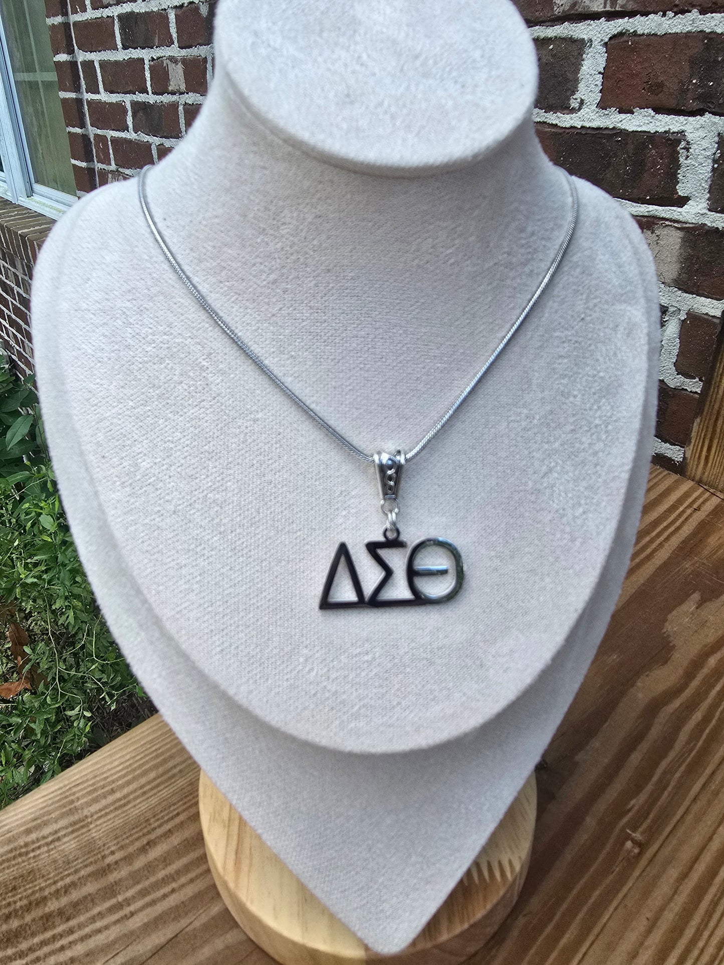 Delta Sigma Theta (Large Font) Greek Letter Sorority Necklace Available in Silver and Gold