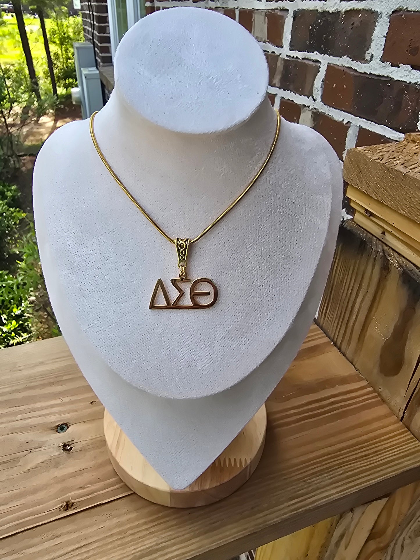 Delta Sigma Theta (Large Font) Greek Letter Sorority Necklace Available in Silver and Gold