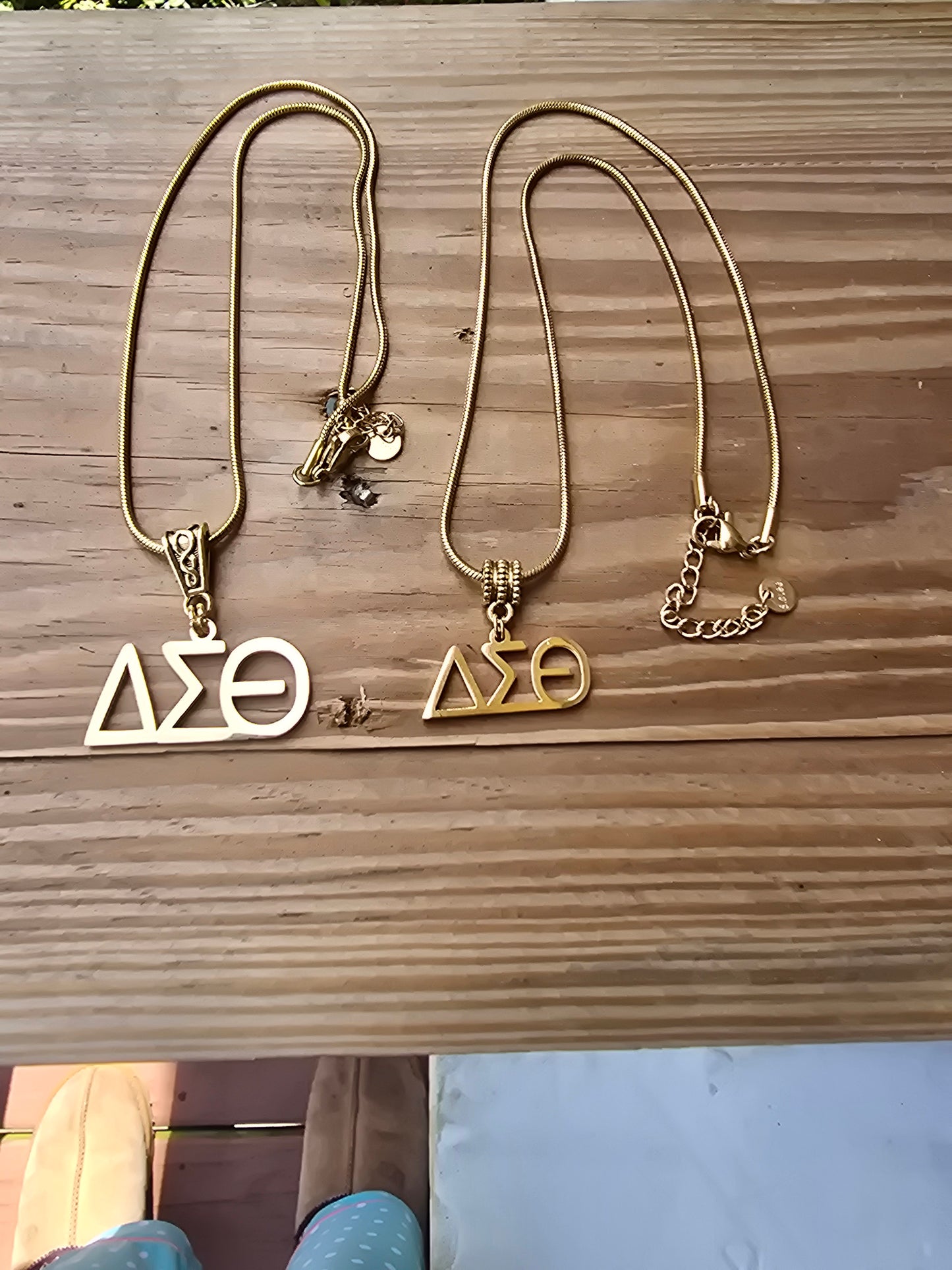 Delta Sigma Theta (Large Font) Greek Letter Sorority Necklace Available in Silver and Gold