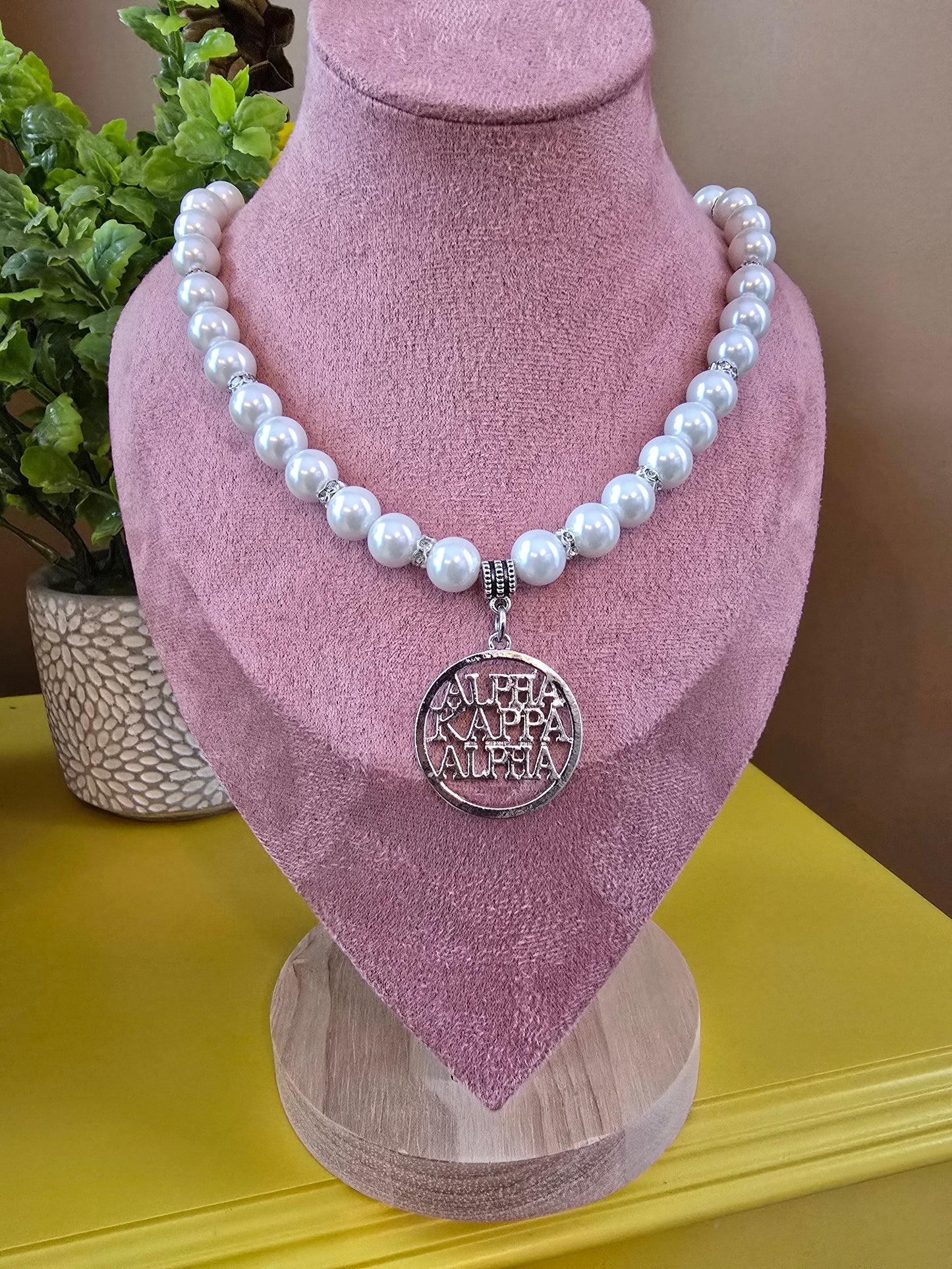Alpha Kappa Alpha Pearl Sorority Necklaces Available in Silver
