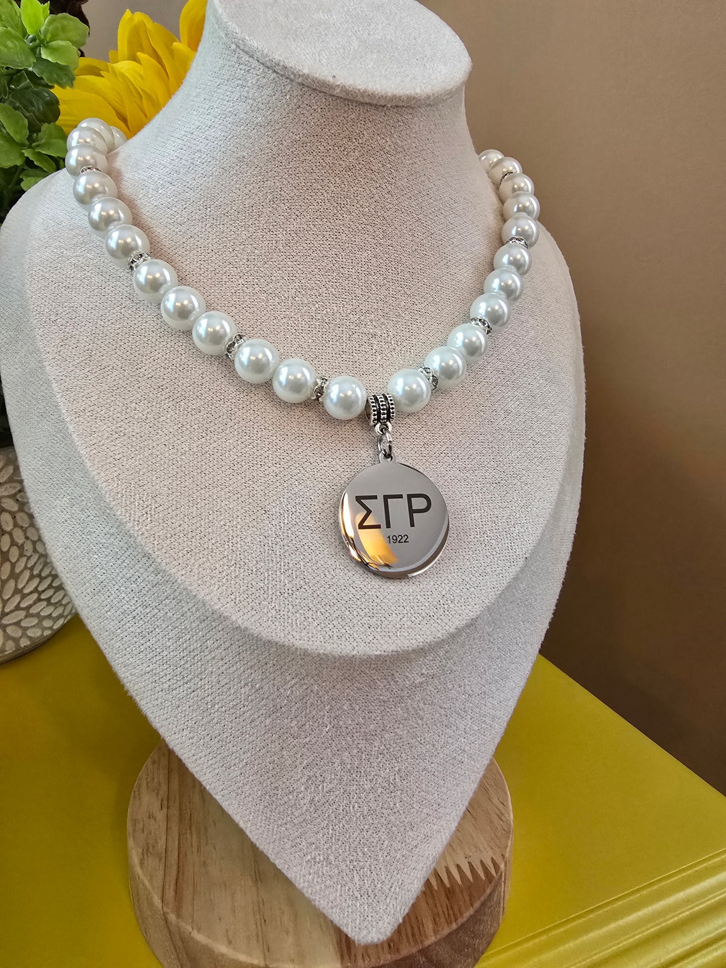 Sigma Gamma Rho Pearl Sorority Necklaces Available in Silver