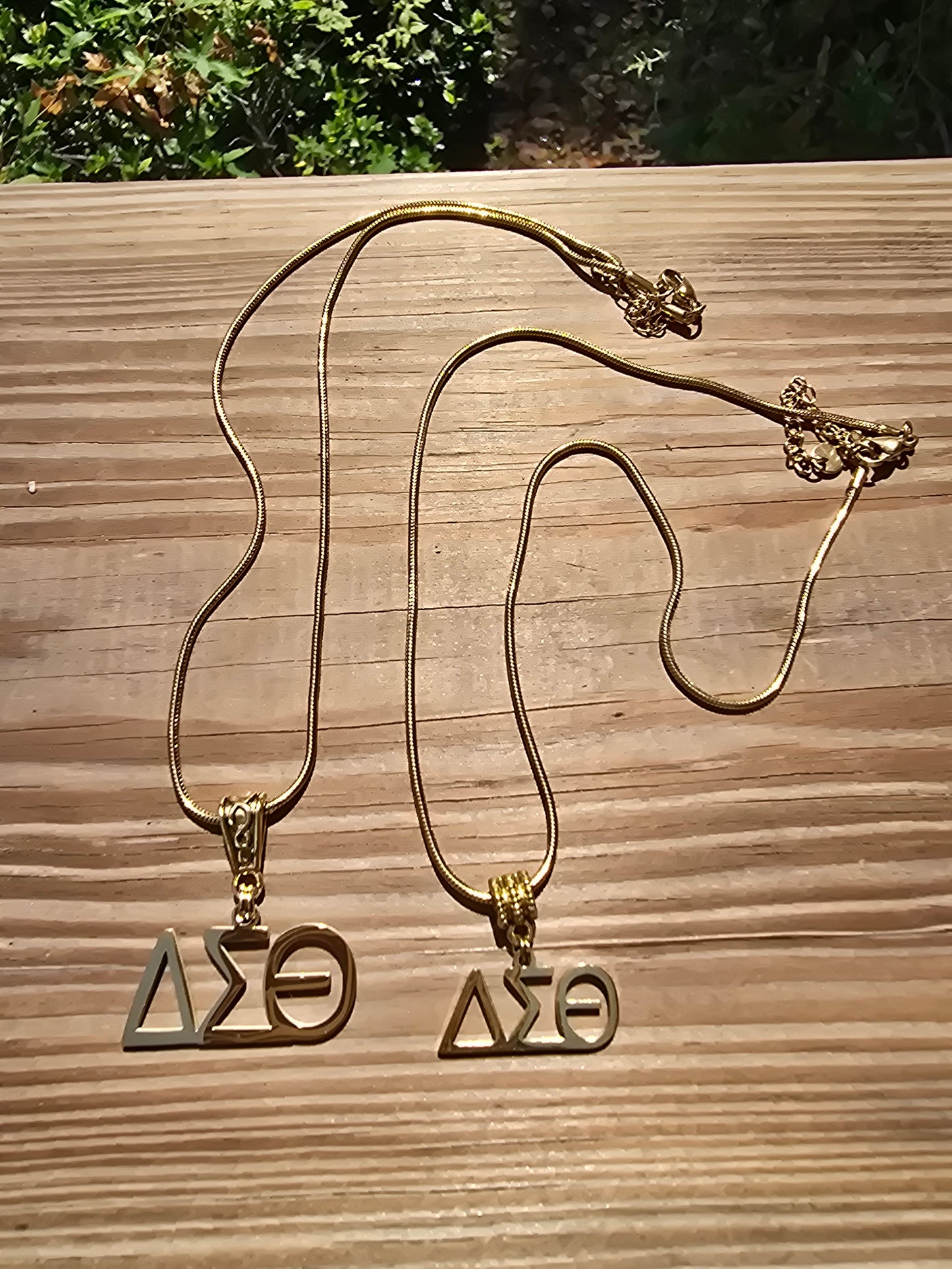 Delta Sigma Theta (Large Font) Greek Letter Sorority Necklace Available in Silver and Gold