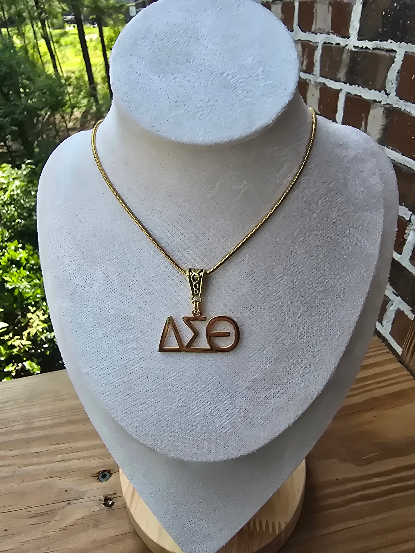 Delta Sigma Theta (Large Font) Greek Letter Sorority Necklace Available in Silver and Gold