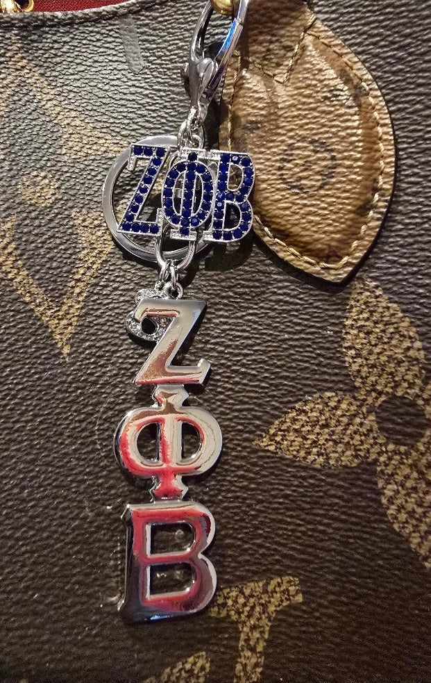 Large Zeta Phi Beta Handbag Charm/Key Ring - Zeta Phi Beta Purse Charm - Sorority Charm/Key Ring - Z Phi B Purse Charm/Key Ring
