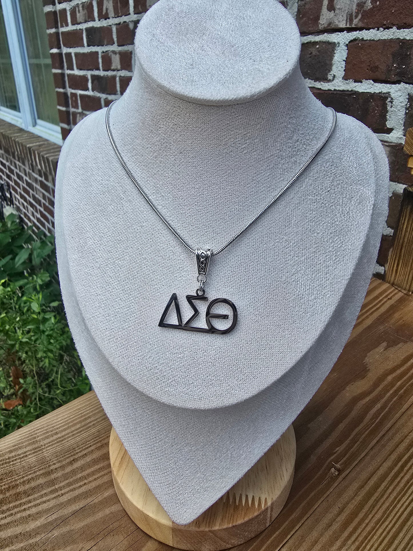 Delta Sigma Theta (Large Font) Greek Letter Sorority Necklace Available in Silver and Gold