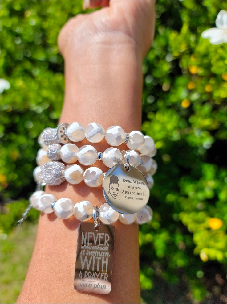 Mama tribute bracelet - Mother's Day Gift - Dear Mama - Mama themed Stack bracelet set - Custom Fit
