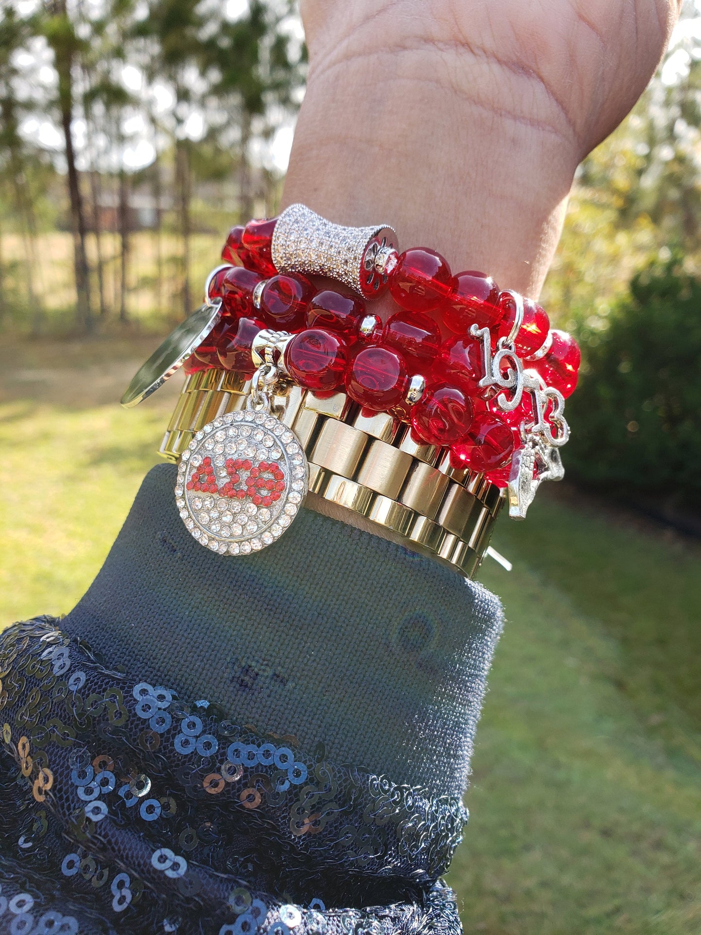 Crimsom & Cream Sorority Bracelet