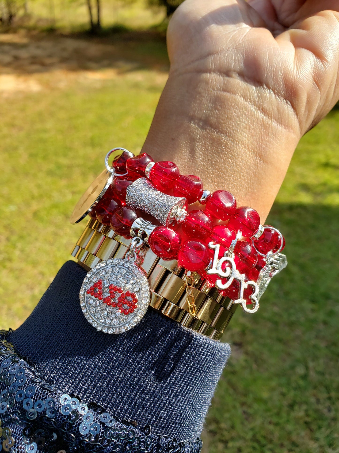 Crimsom & Cream Sorority Bracelet