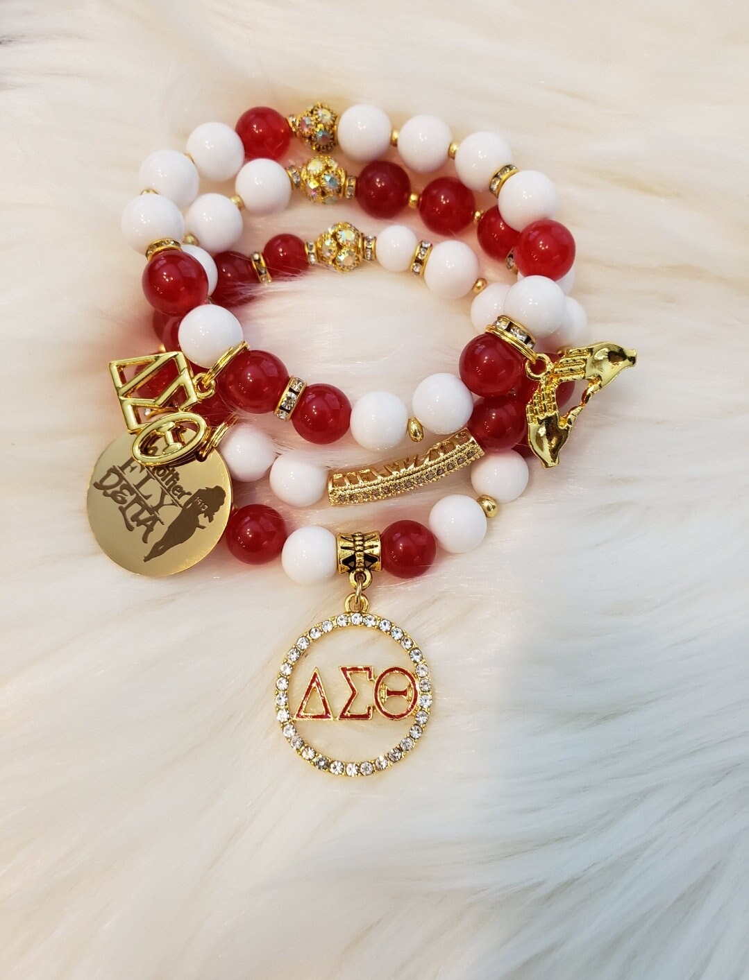 Custom Crimsom & Cream Sorority Bracelet