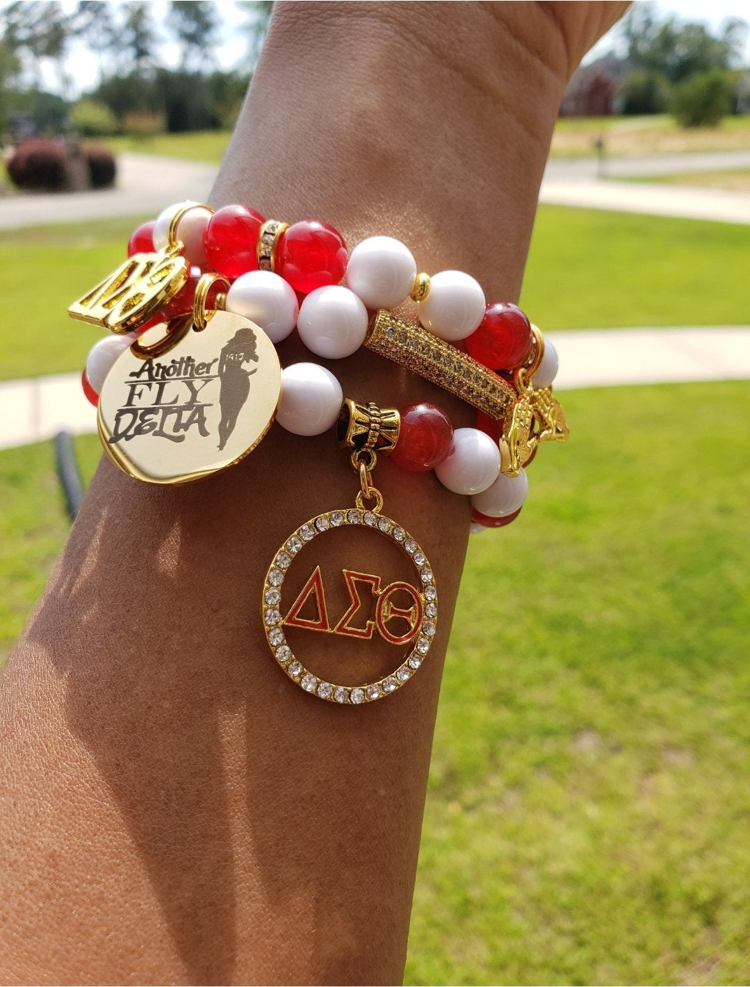 Custom Crimsom & Cream Sorority Bracelet