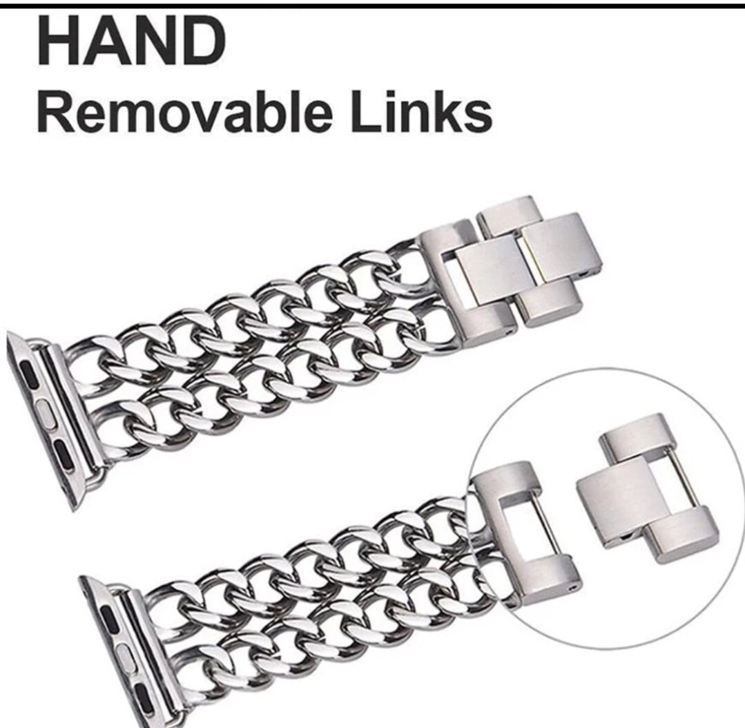 AKA Apple Link Custom Fit Watch Band Available In Silver & Gold (charms may be changed)