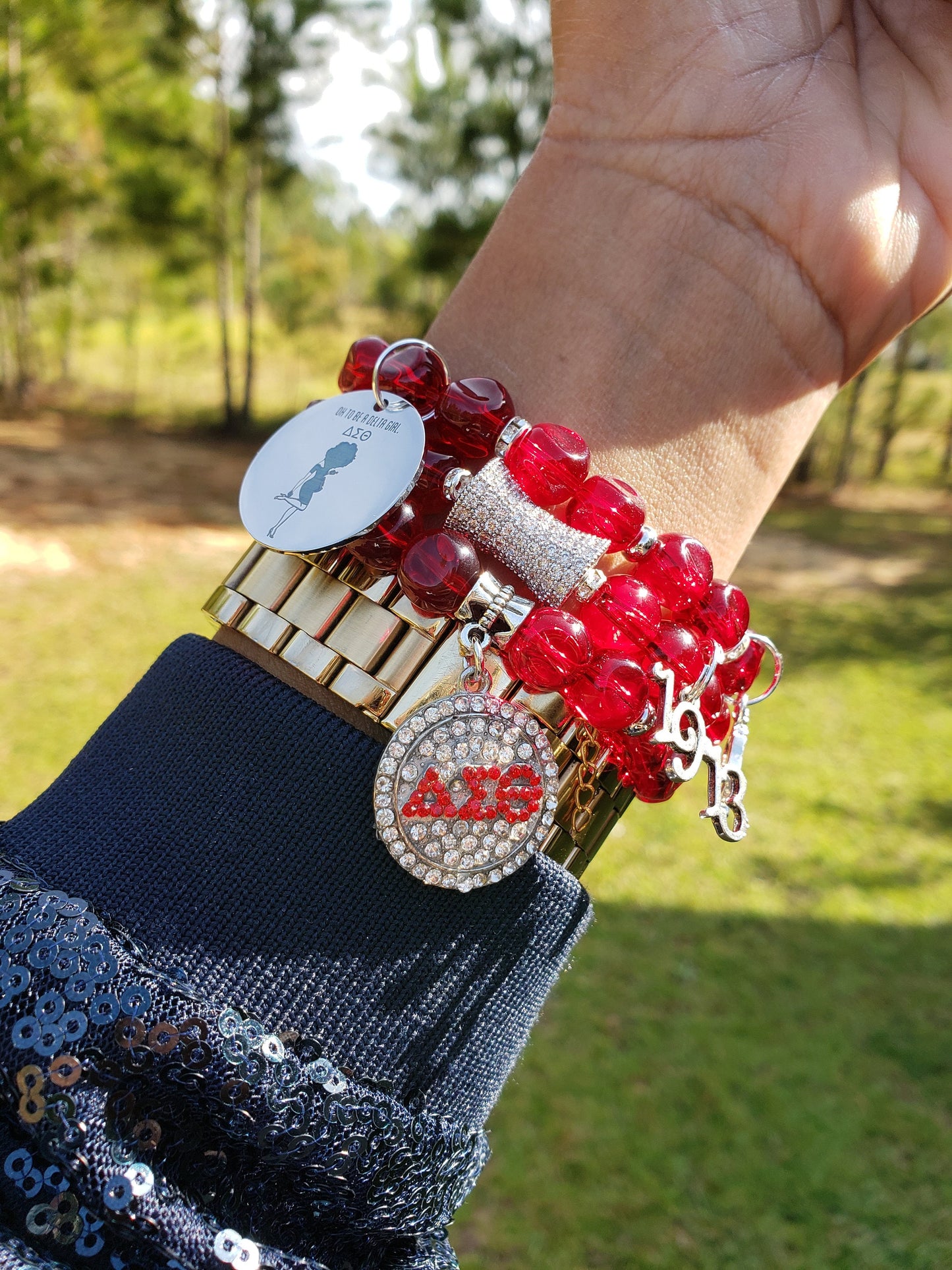 Crimsom & Cream Sorority Bracelet