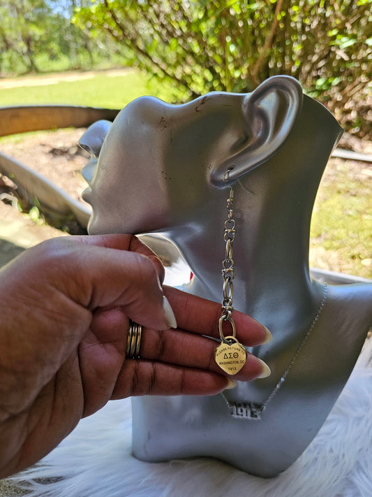 Dangling Delta Sigma Theta Sorority Tiffany Inspired Earrings