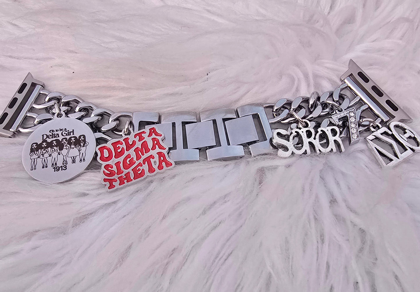 Delta Sigma Theta Apple Link Custom Fit Watch Band (Please message shop with line number if you would like added to design)