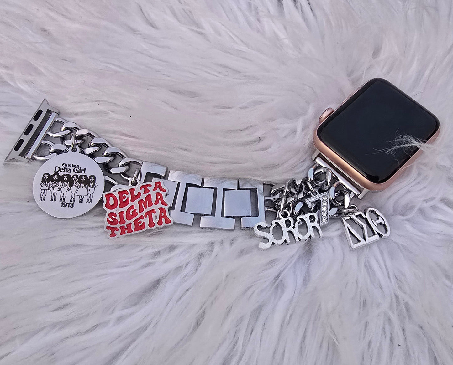 Delta Sigma Theta Apple Link Custom Fit Watch Band (Please message shop with line number if you would like added to design)