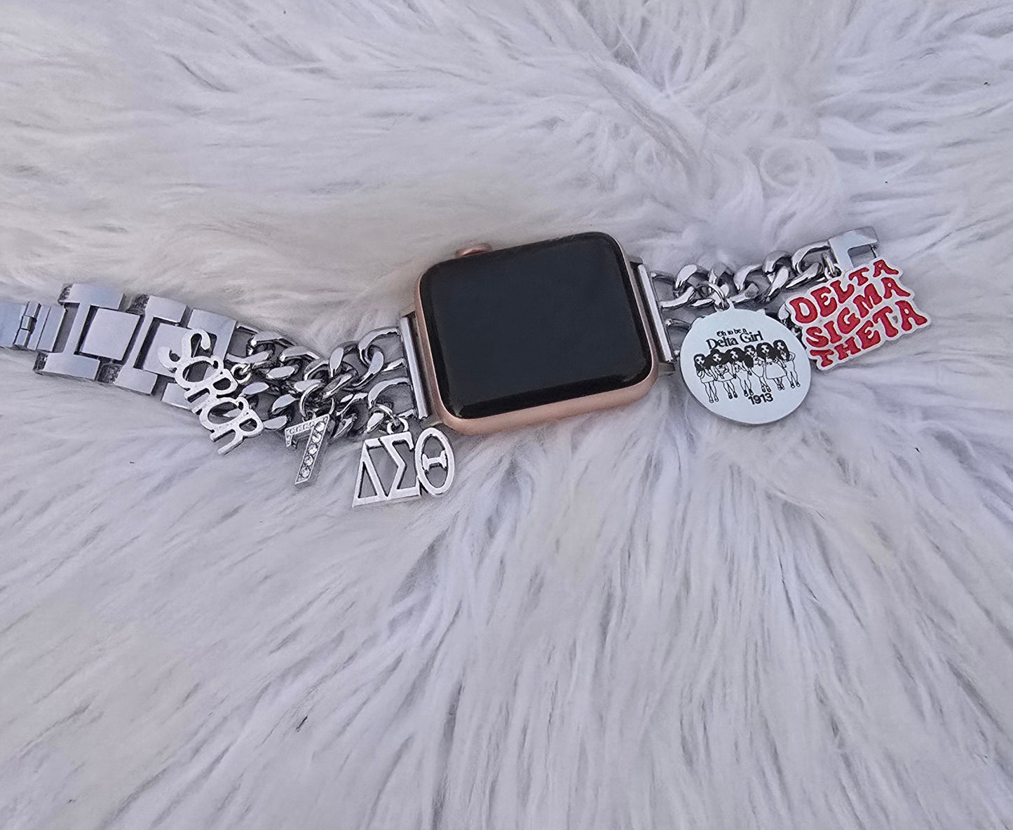 Delta Sigma Theta Apple Link Custom Fit Watch Band (Please message shop with line number if you would like added to design)