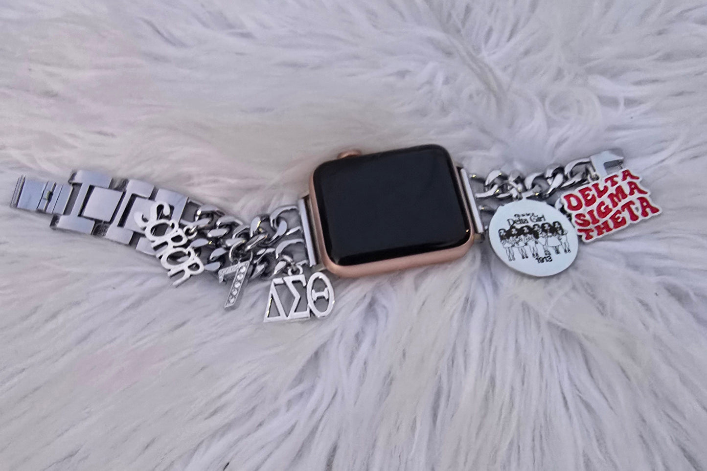 Delta Sigma Theta Apple Link Custom Fit Watch Band (Please message shop with line number if you would like added to design)