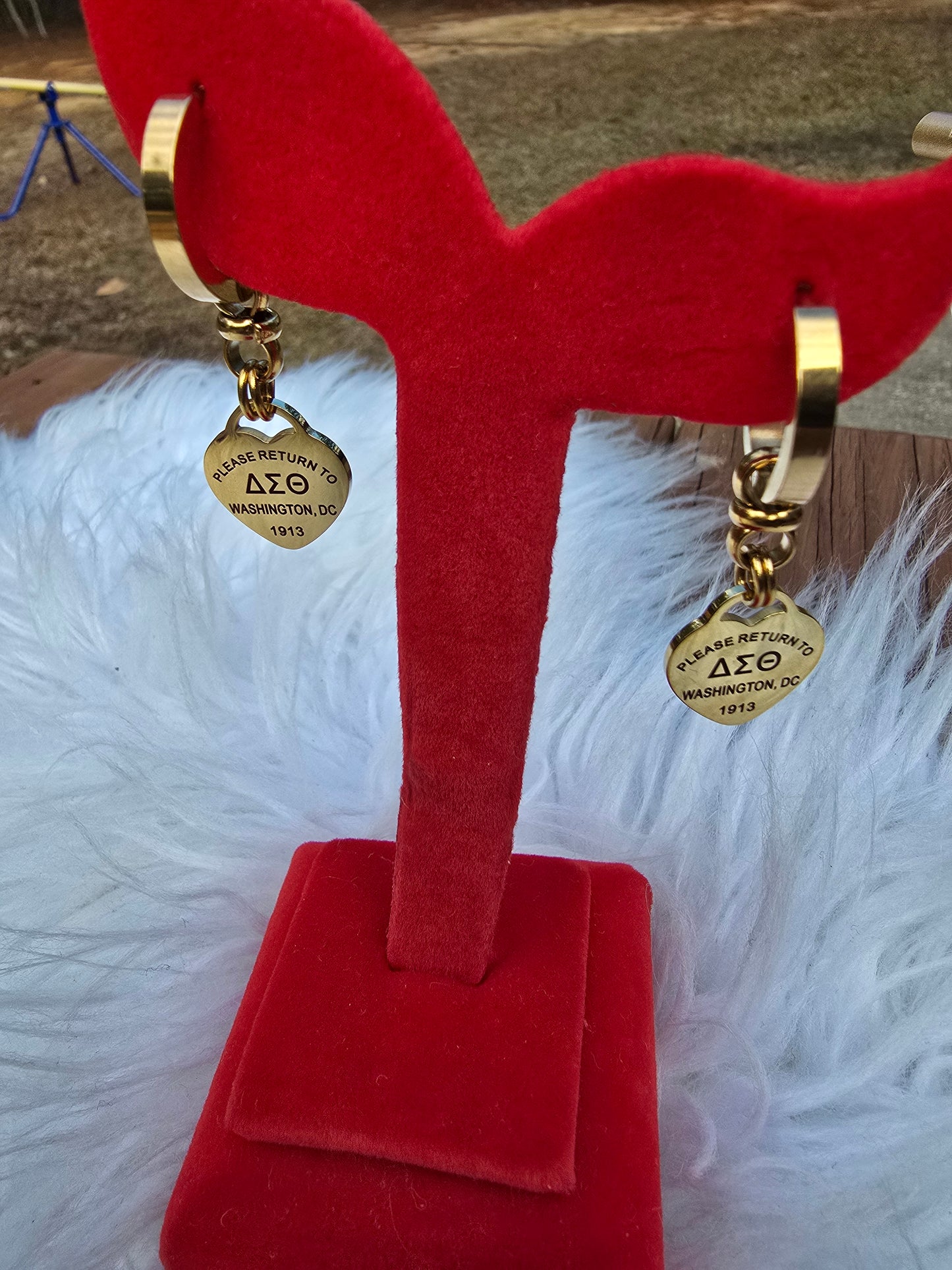Delta Sigma Theta Sorority Small hoop Tiffany Inspired Earrings