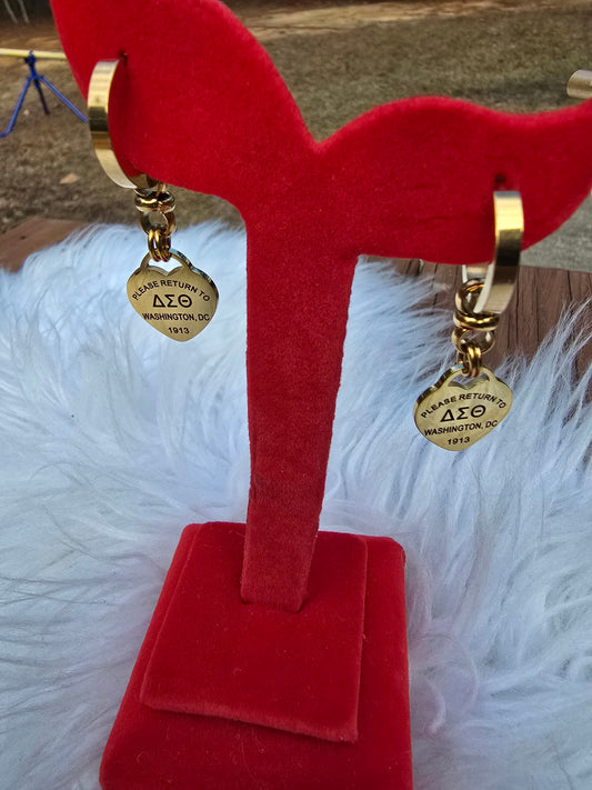 Delta Sigma Theta Sorority Small hoop Tiffany Inspired Earrings
