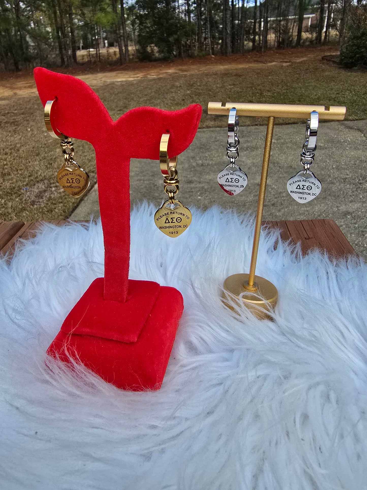 Delta Sigma Theta Sorority Small hoop Tiffany Inspired Earrings