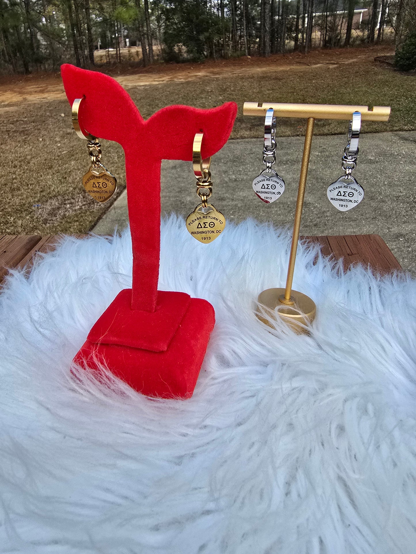 Delta Sigma Theta Sorority Small hoop Tiffany Inspired Earrings