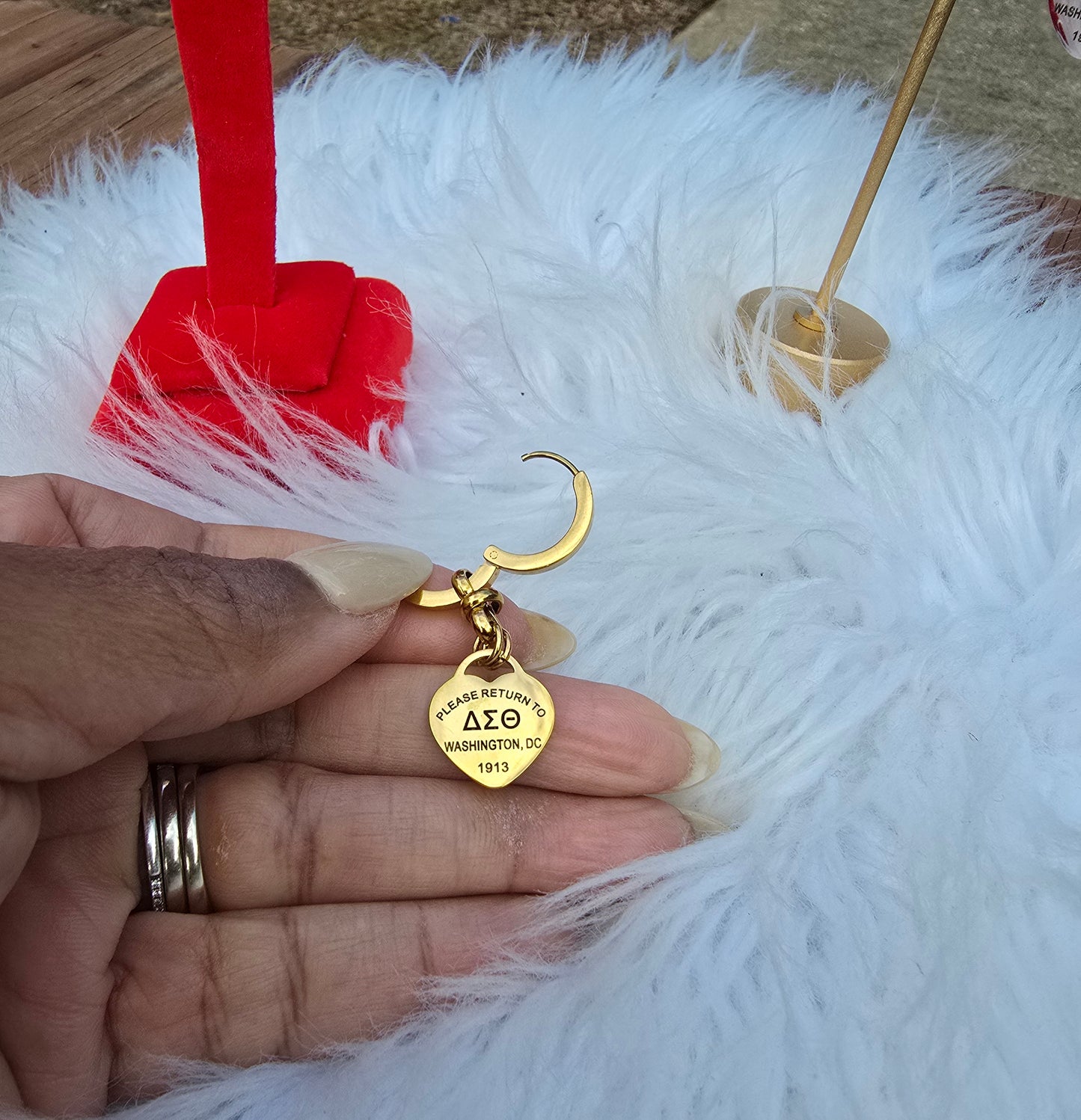 Delta Sigma Theta Sorority Small hoop Tiffany Inspired Earrings