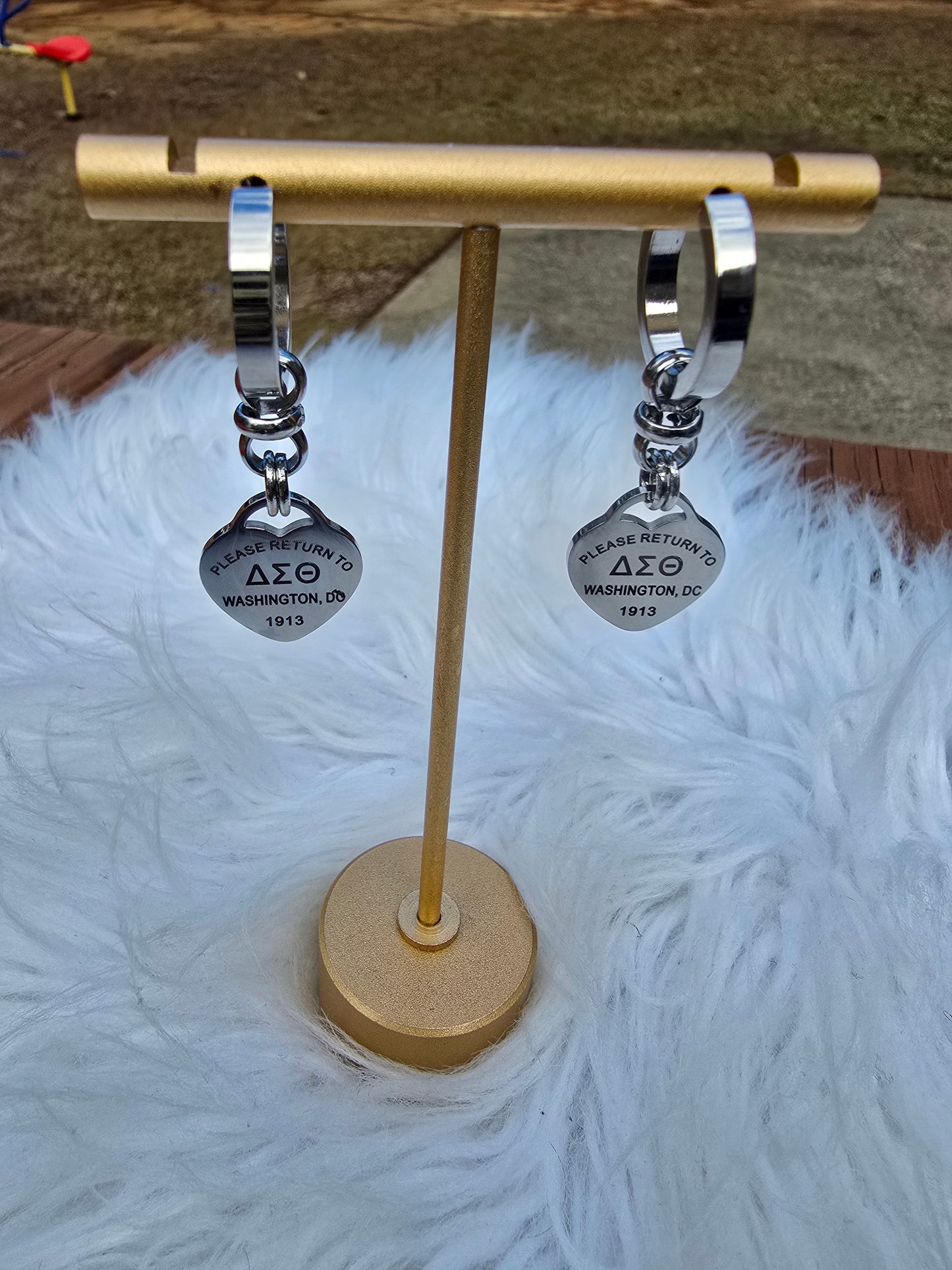 Delta Sigma Theta Sorority Small hoop Tiffany Inspired Earrings