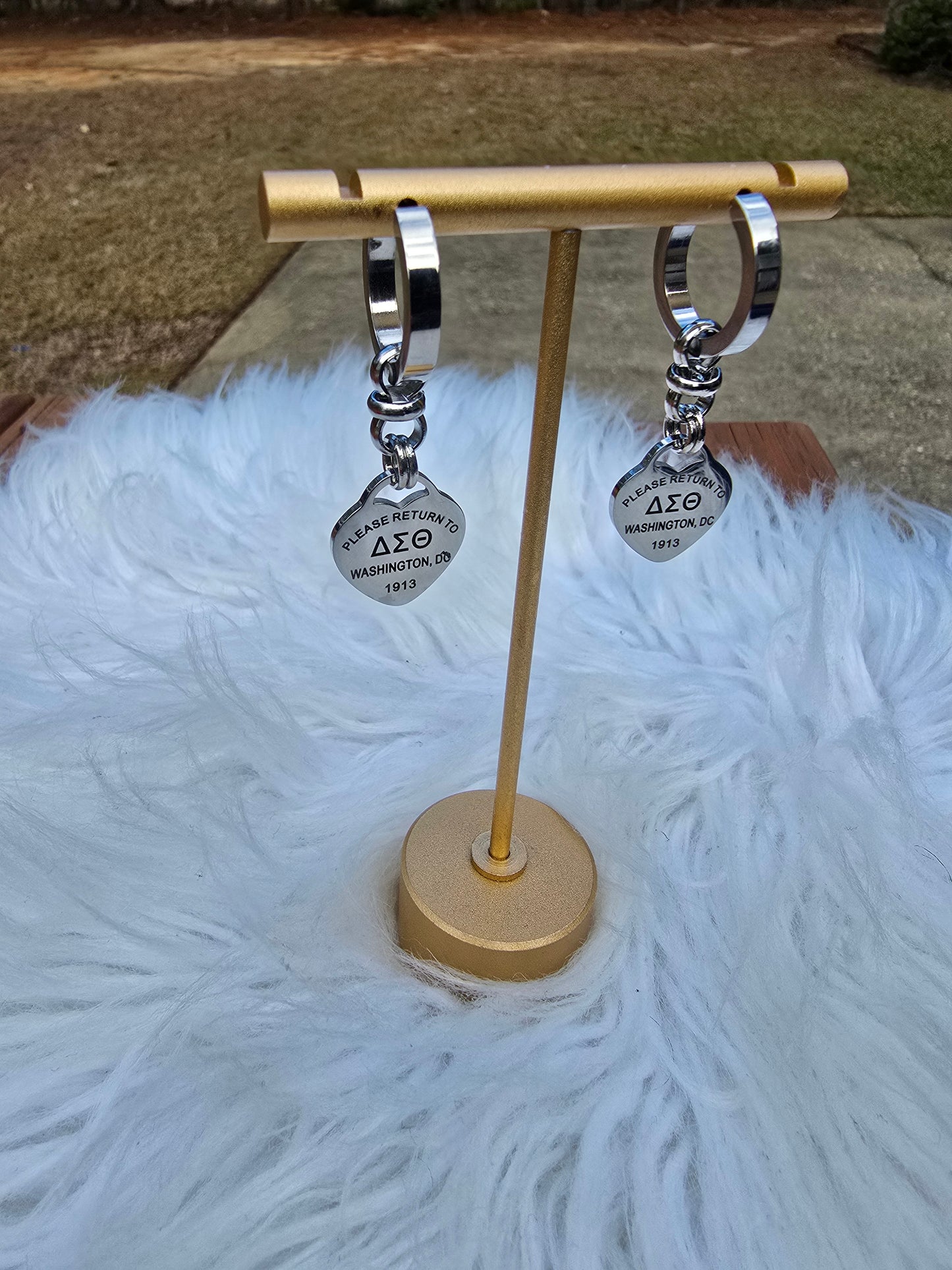 Delta Sigma Theta Sorority Small hoop Tiffany Inspired Earrings