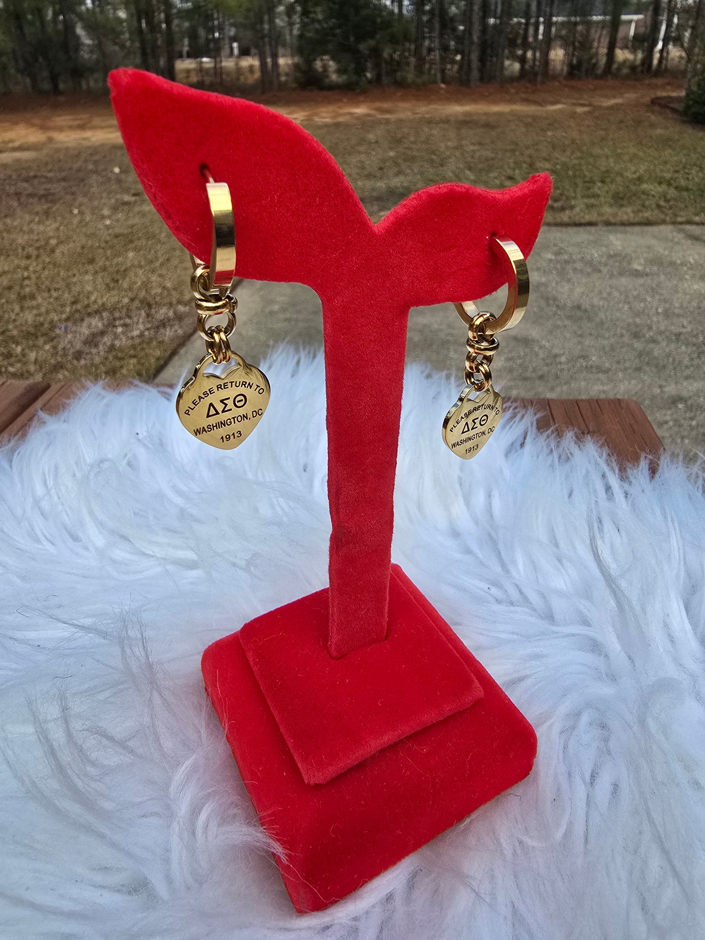 Delta Sigma Theta Sorority Small hoop Tiffany Inspired Earrings