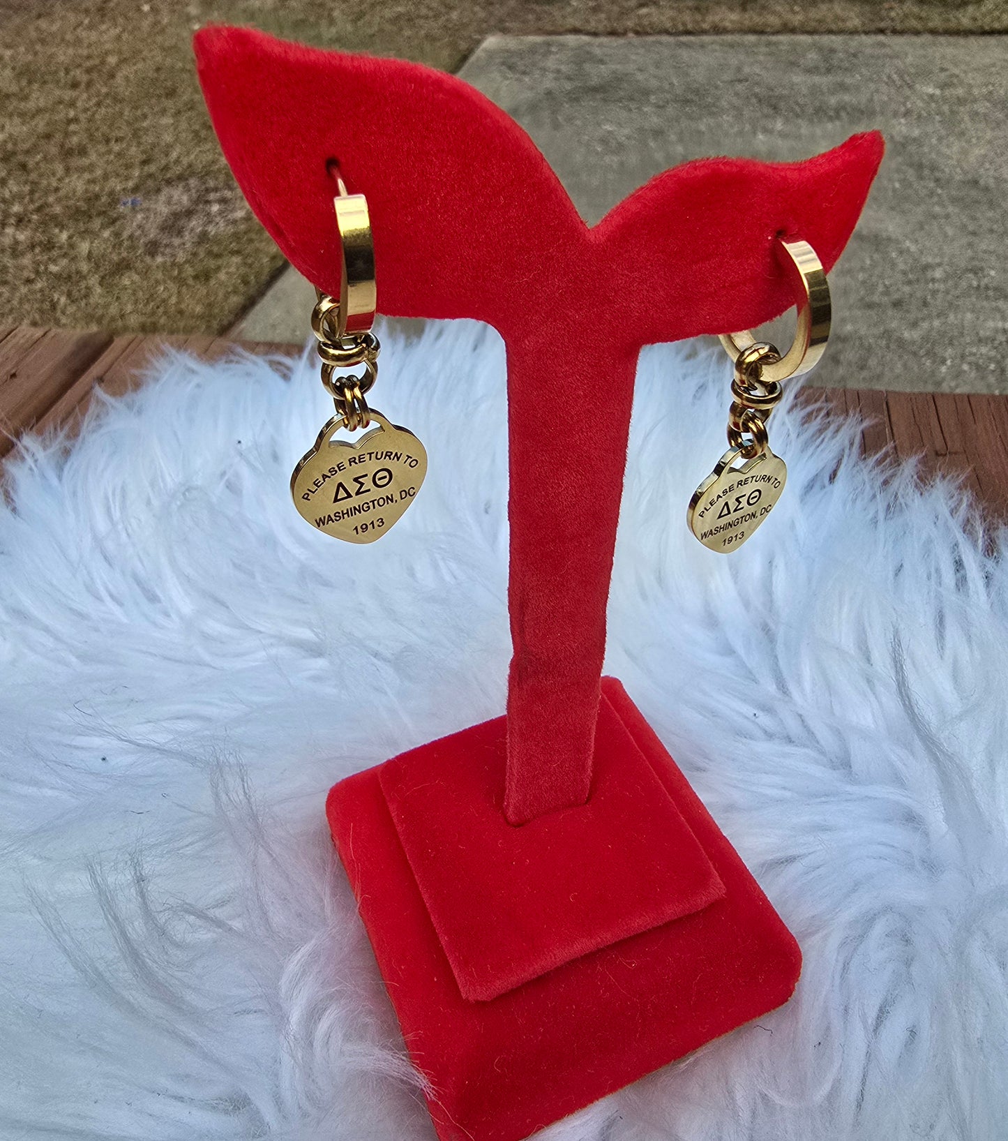 Delta Sigma Theta Sorority Small hoop Tiffany Inspired Earrings