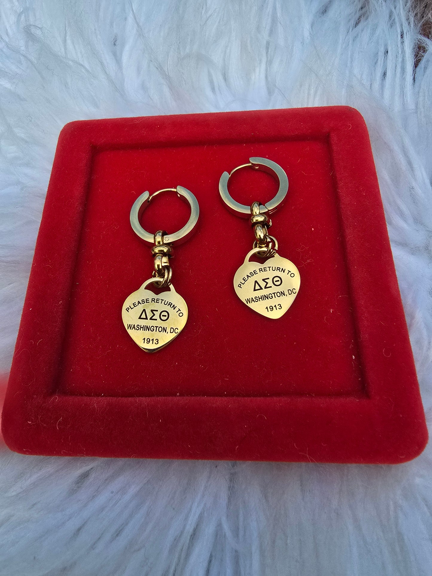 Delta Sigma Theta Sorority Small hoop Tiffany Inspired Earrings