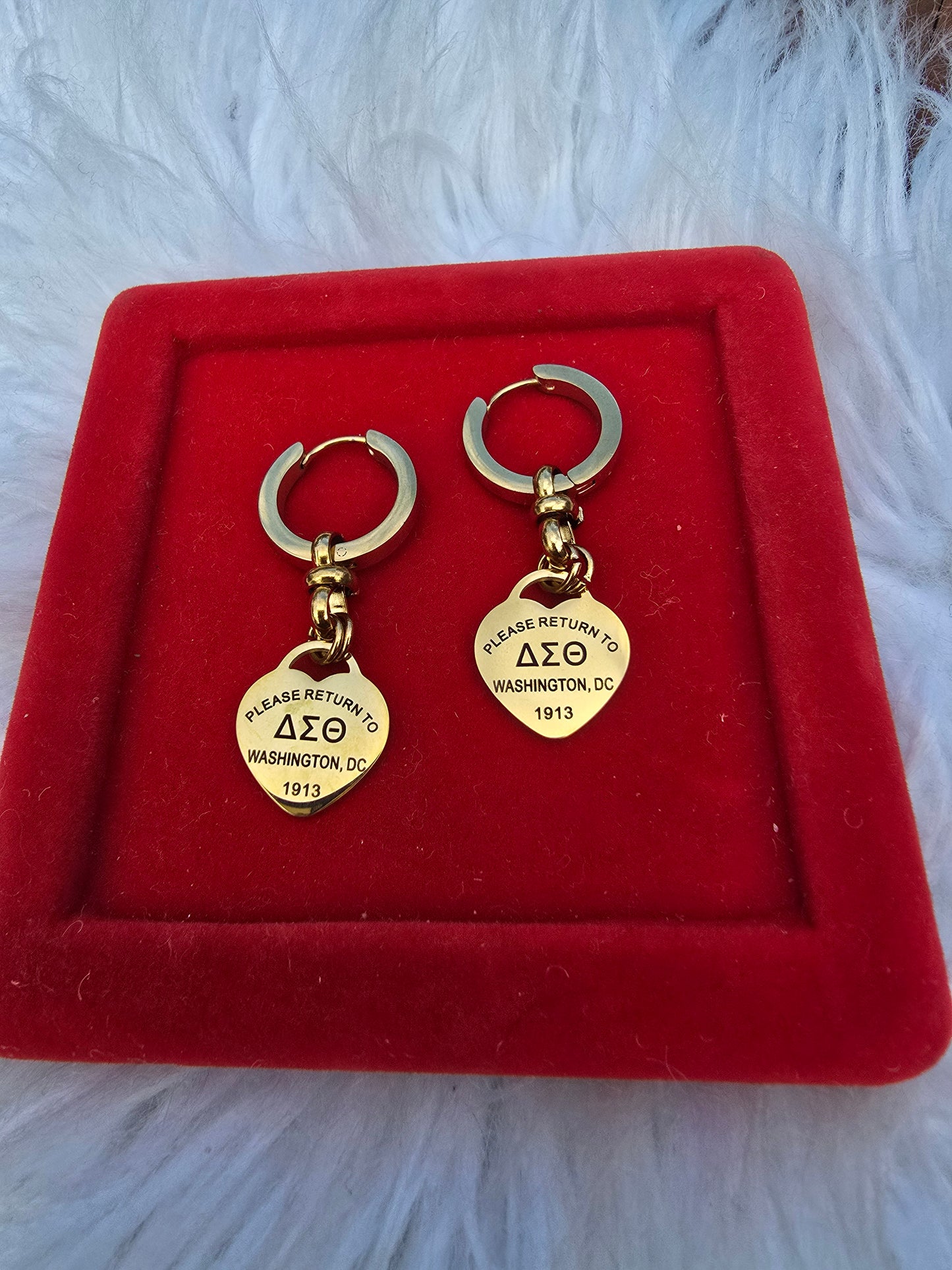 Delta Sigma Theta Sorority Small hoop Tiffany Inspired Earrings