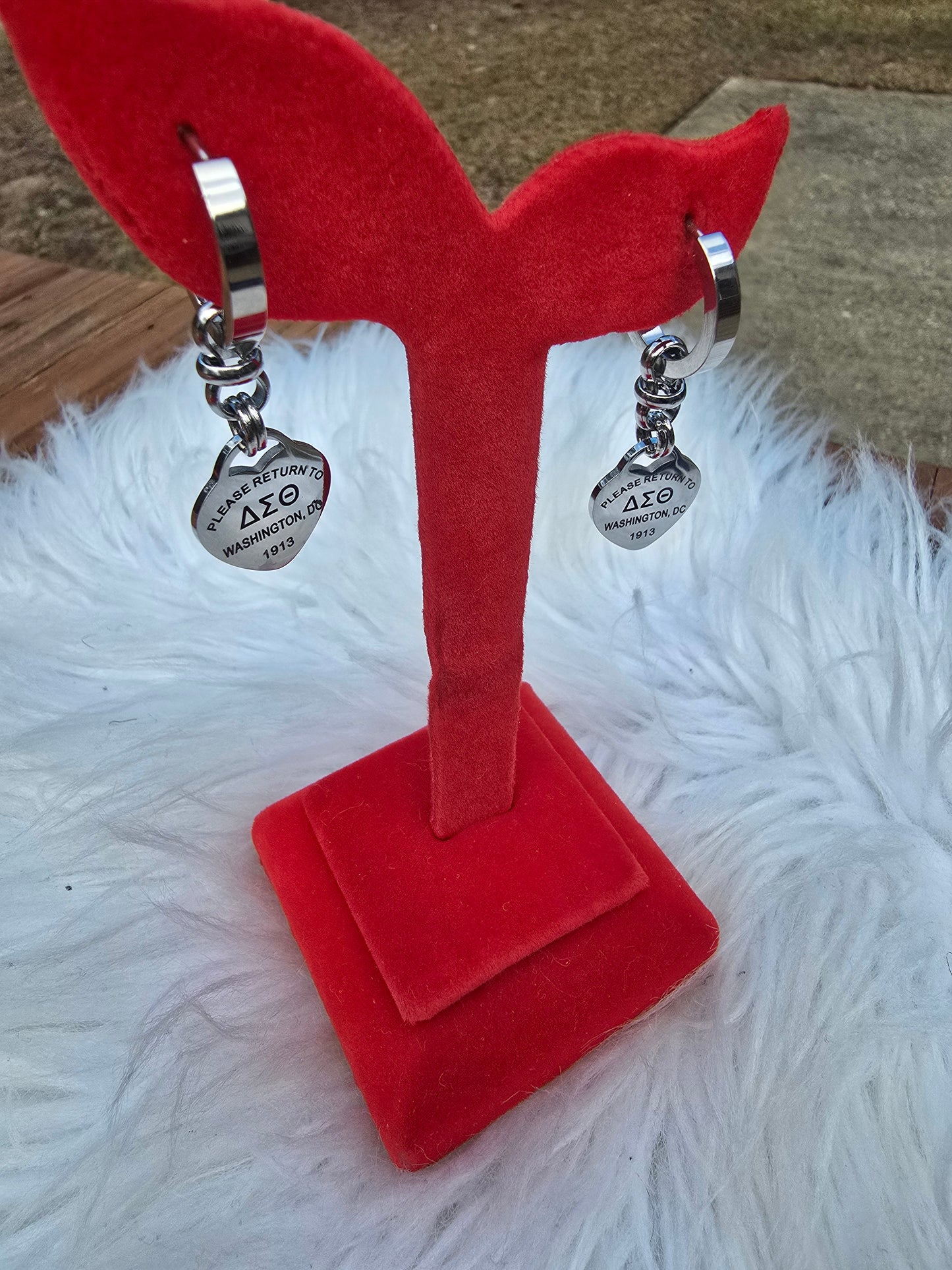 Delta Sigma Theta Sorority Small hoop Tiffany Inspired Earrings