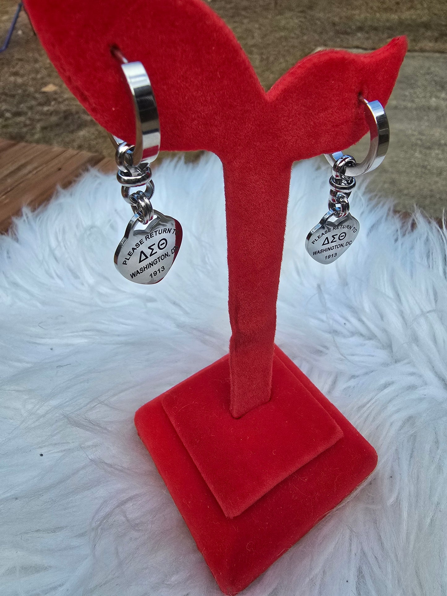 Delta Sigma Theta Sorority Small hoop Tiffany Inspired Earrings